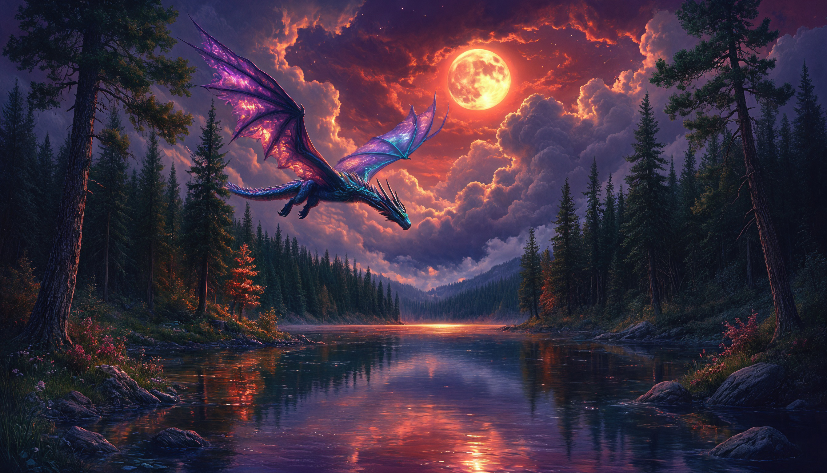 桌面上的壁纸龙 幻想 森林
