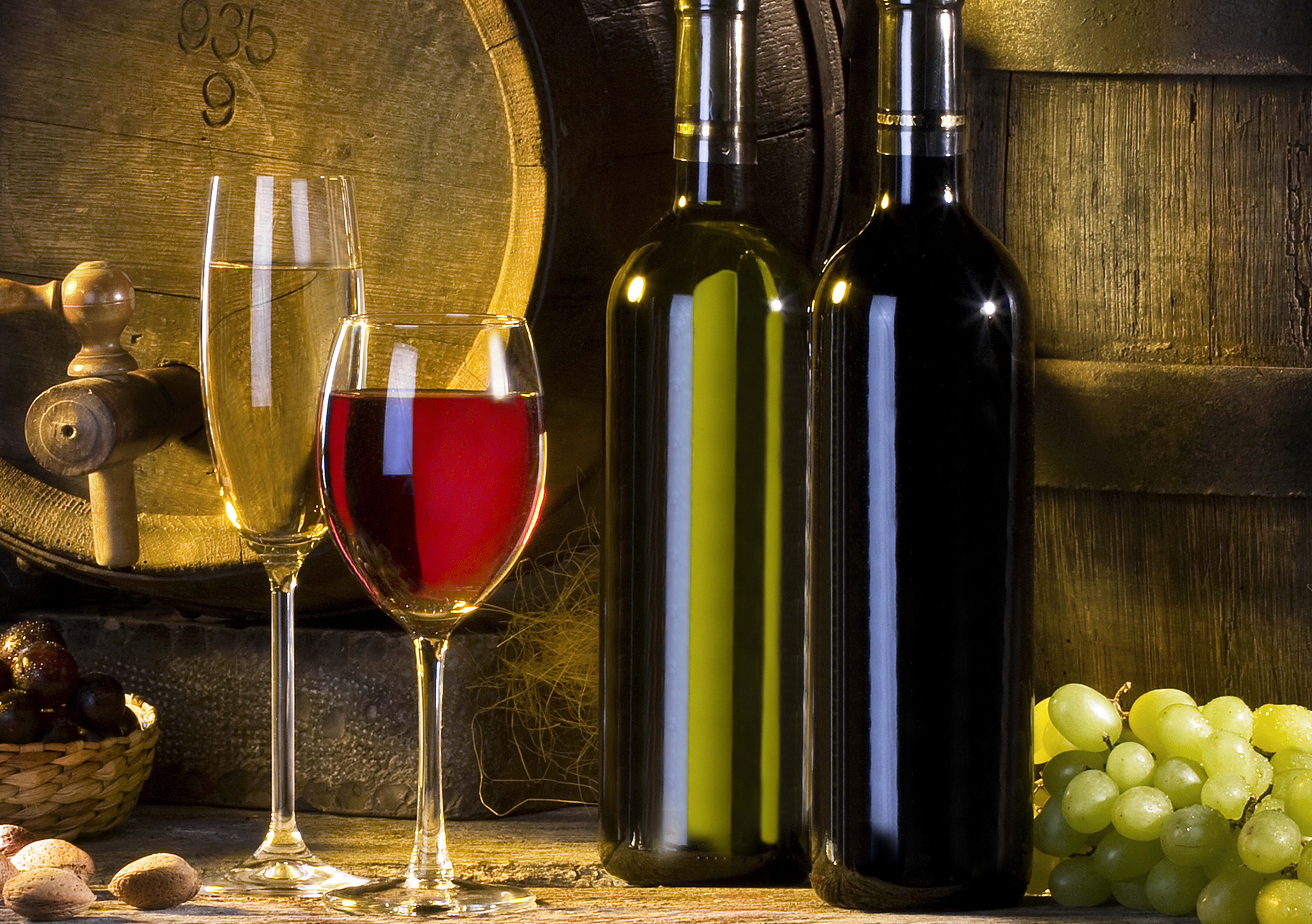 Wine bottles with glasses