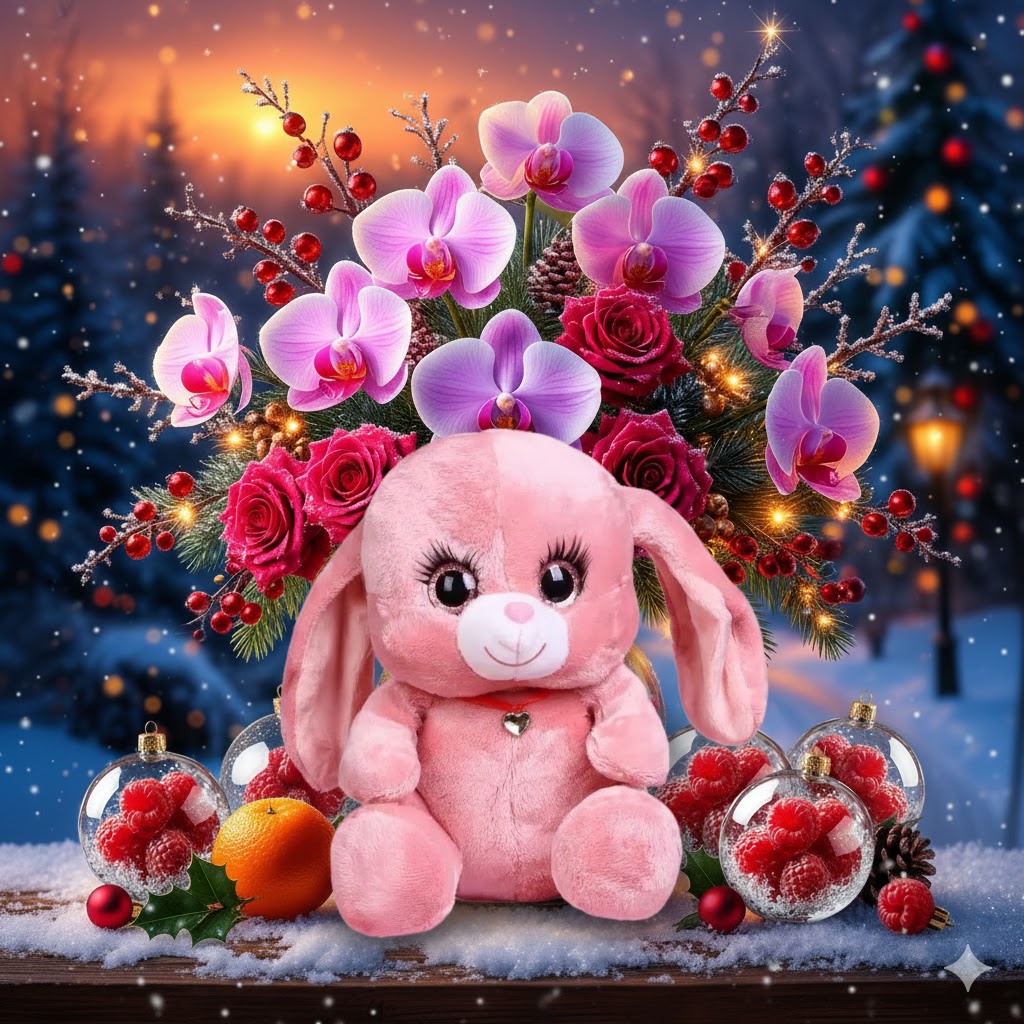 Бесплатная открытка Новогодний зайчик.