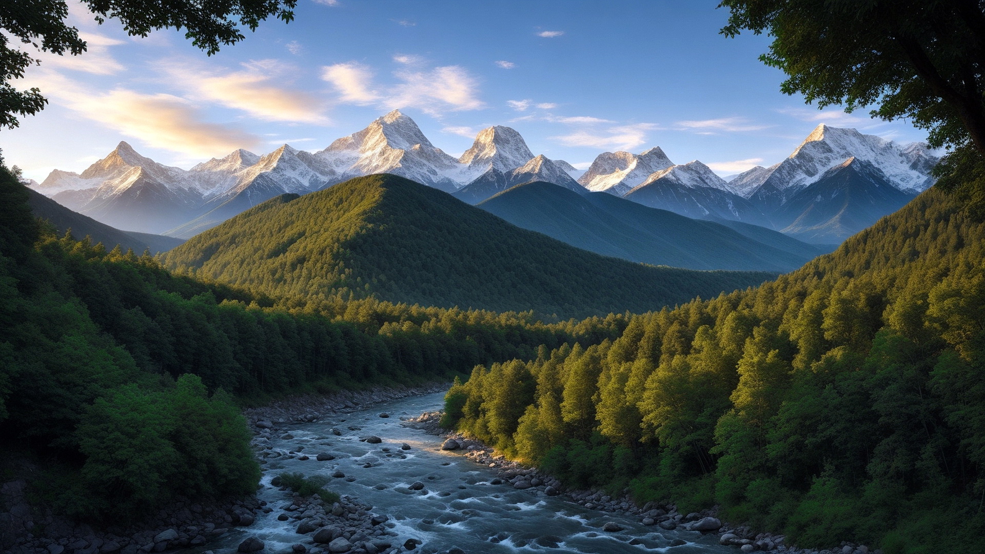 Free photo mountain landscape and river
