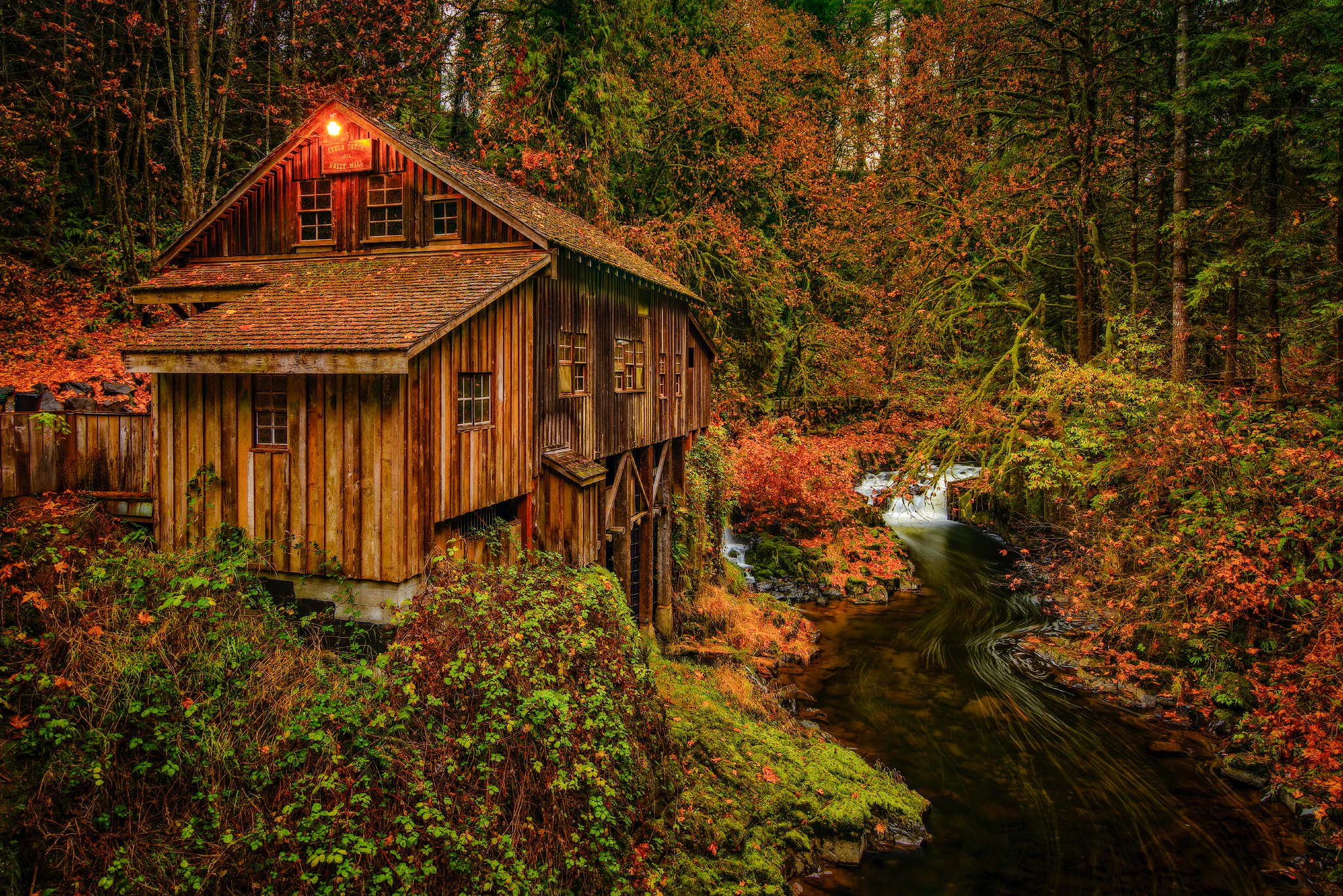 Обои Cedar Creek Grist Mill Washington водяная мельница на рабочий стол