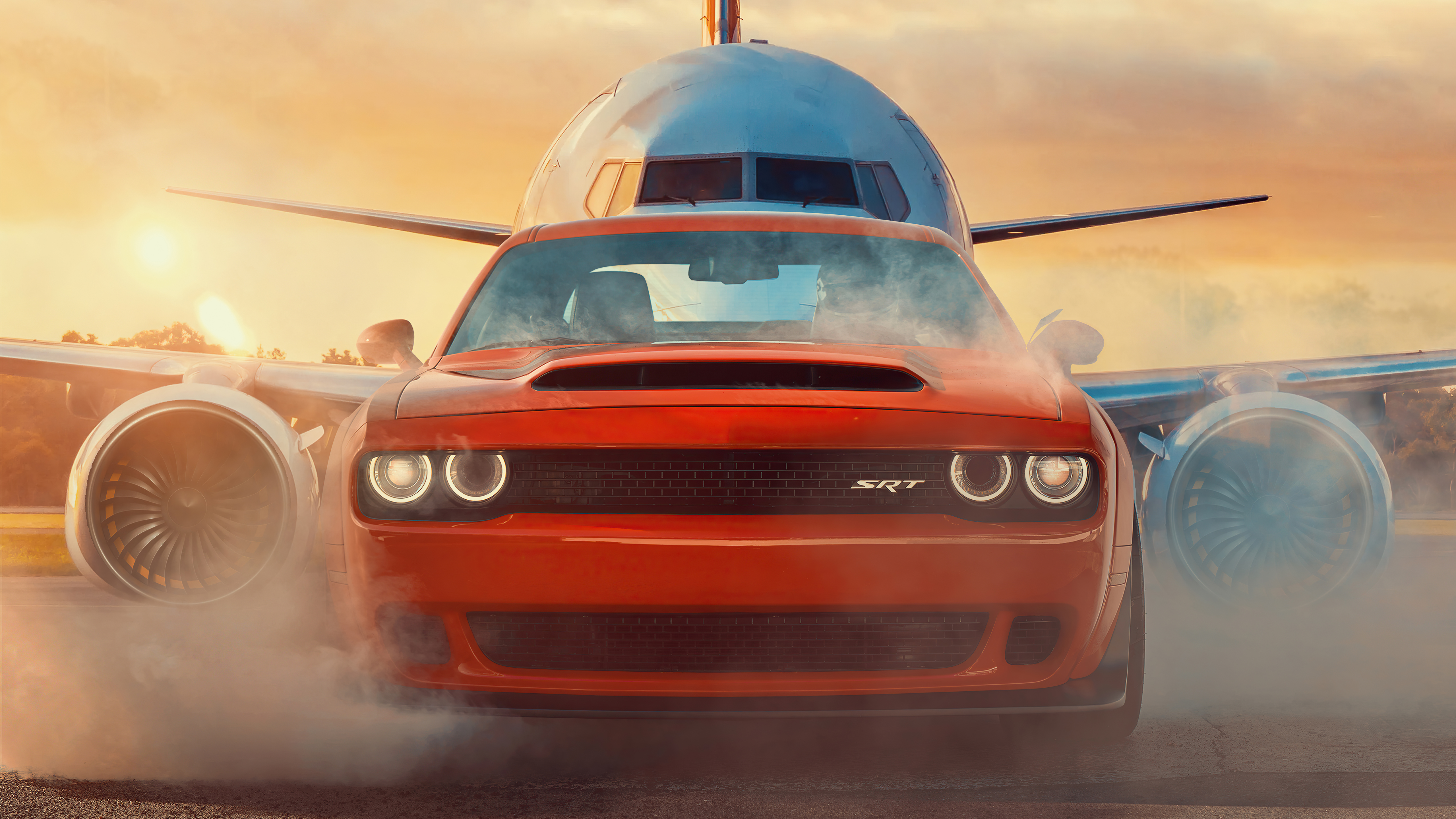 Обои самолет Dodge Challenger вид спереди на рабочий стол