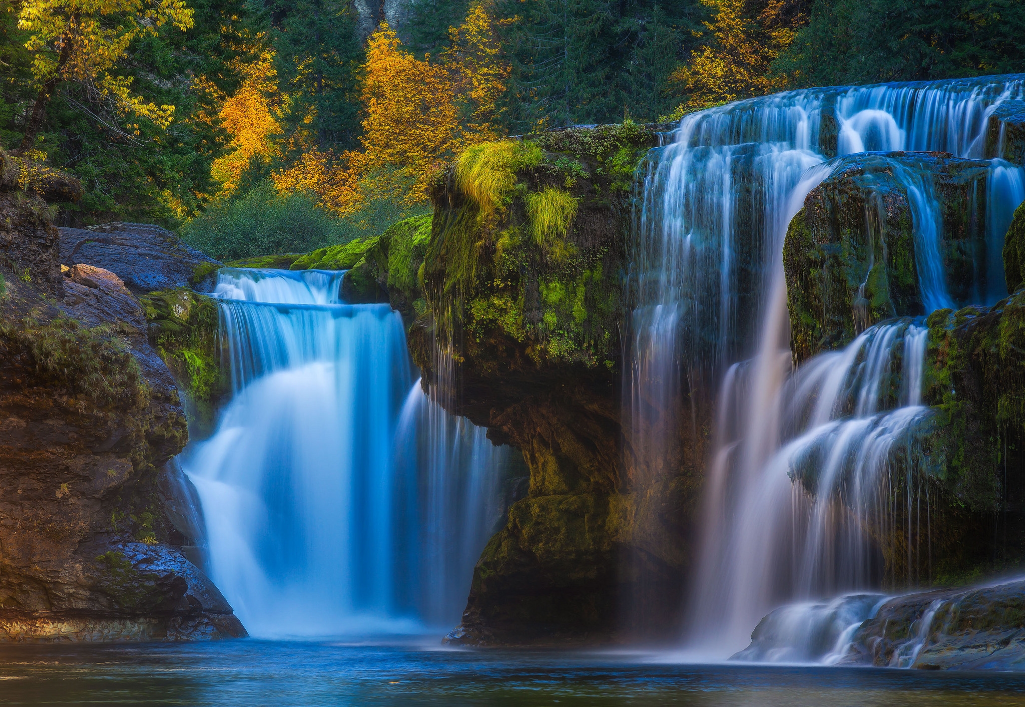 Обои Lower Lewis River Falls Columbia River осень на рабочий стол