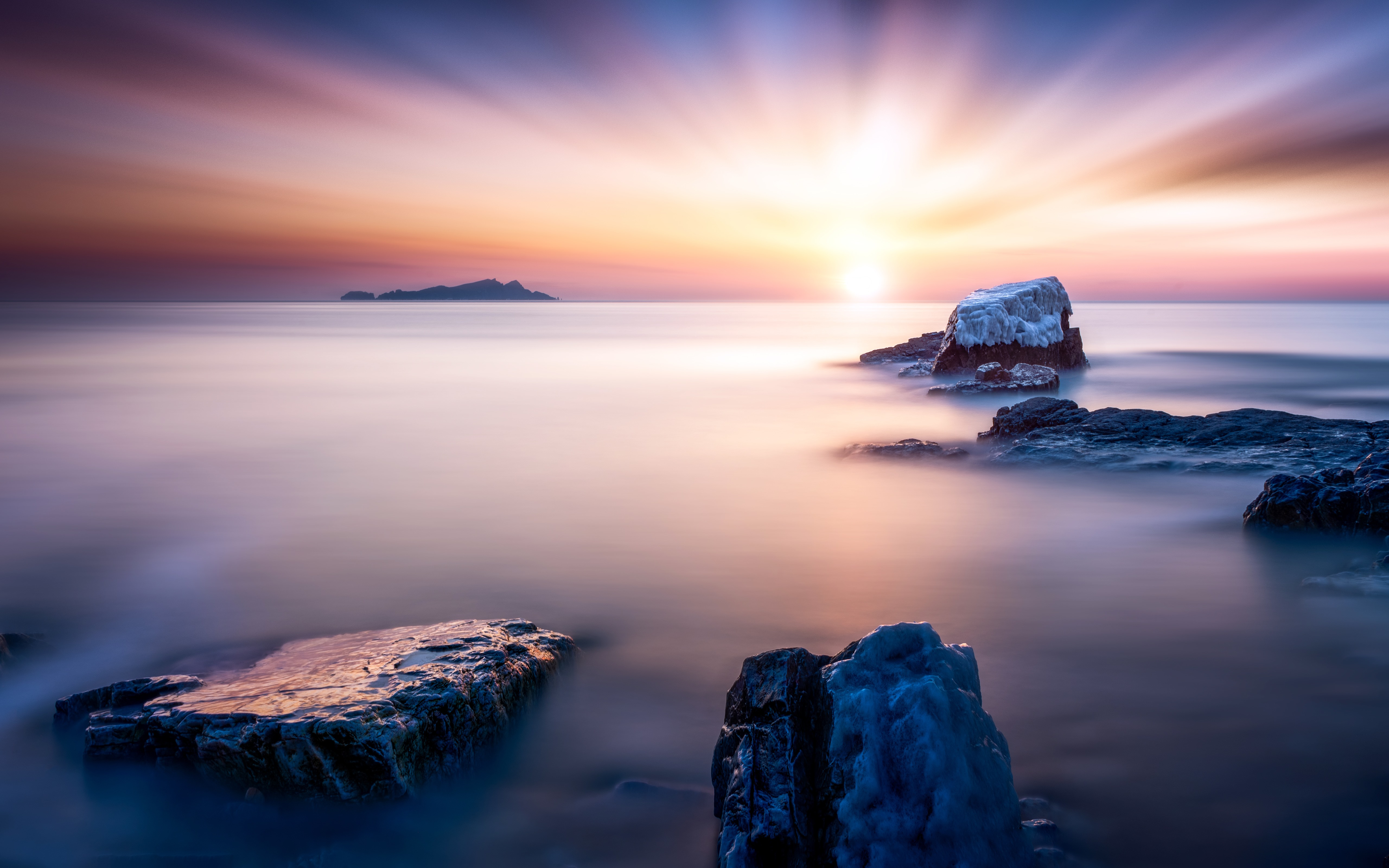 Wallpapers wallpaper coast sunrise rocks on the desktop