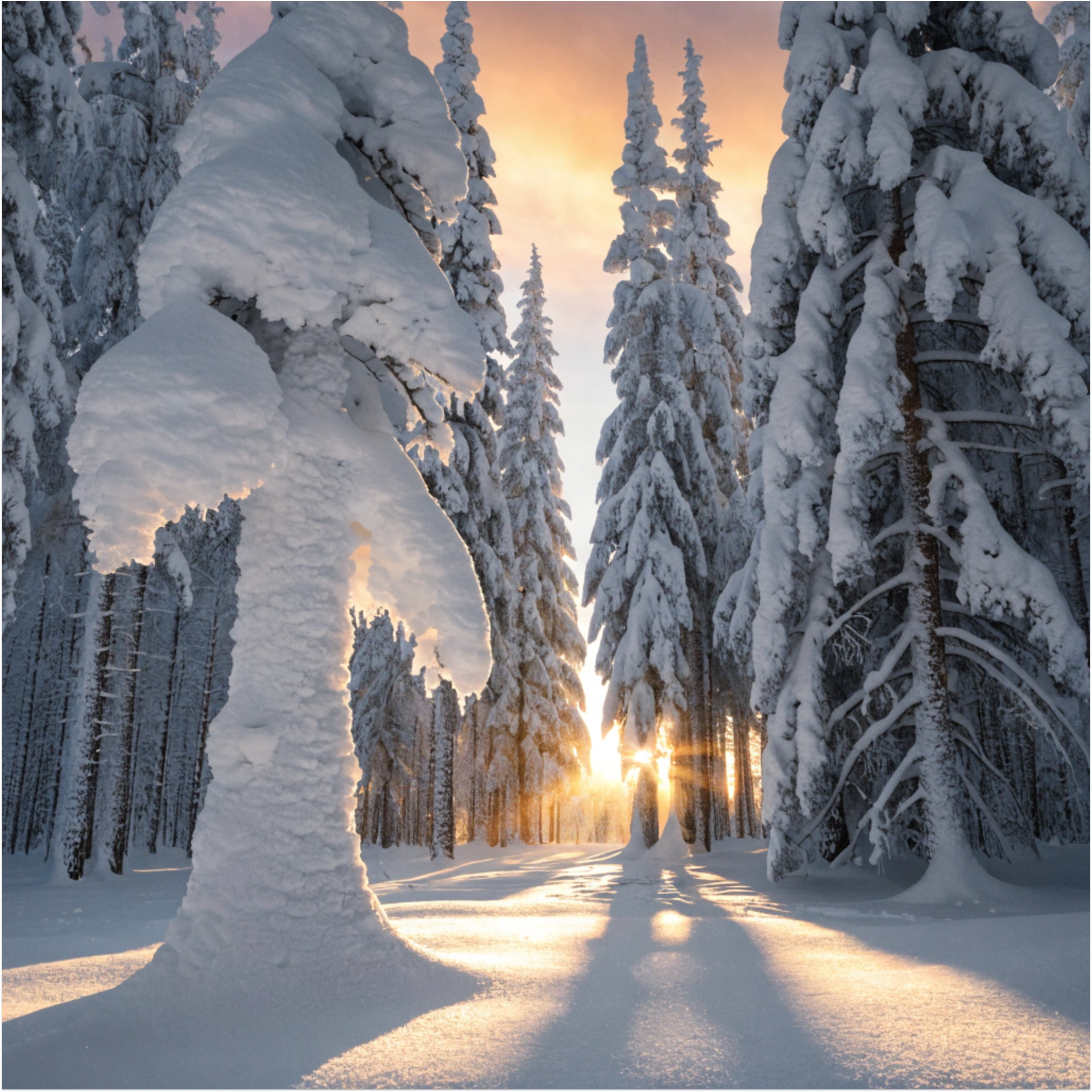 Бесплатное фото В зимнем лесу утром