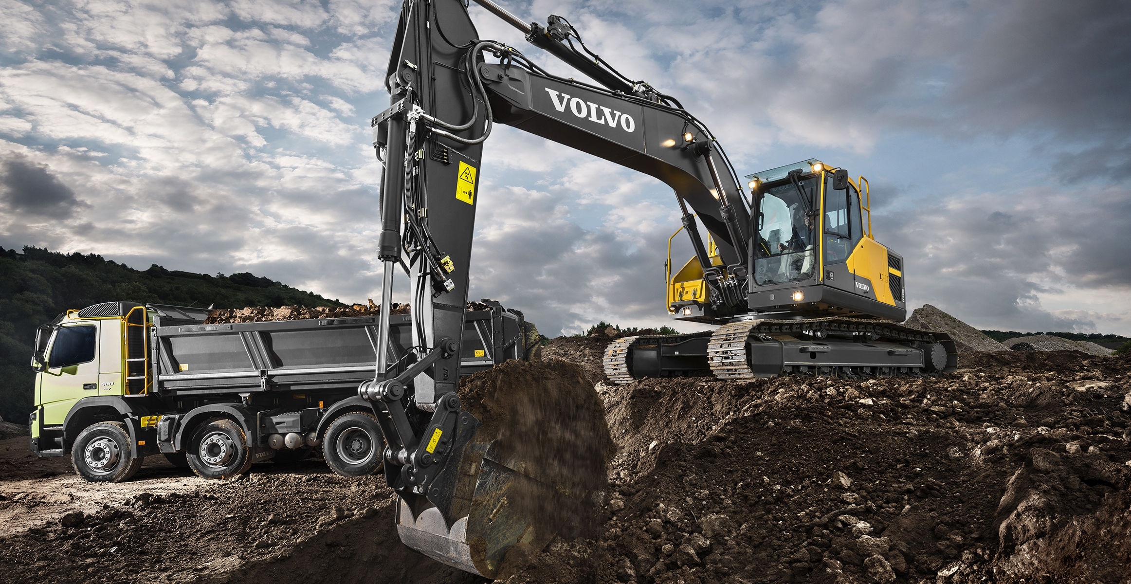 Wallpapers excavator volvo sand on the desktop