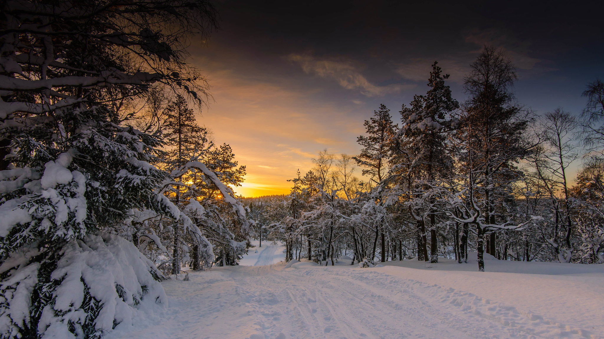 Обои Norway зима дорога на рабочий стол
