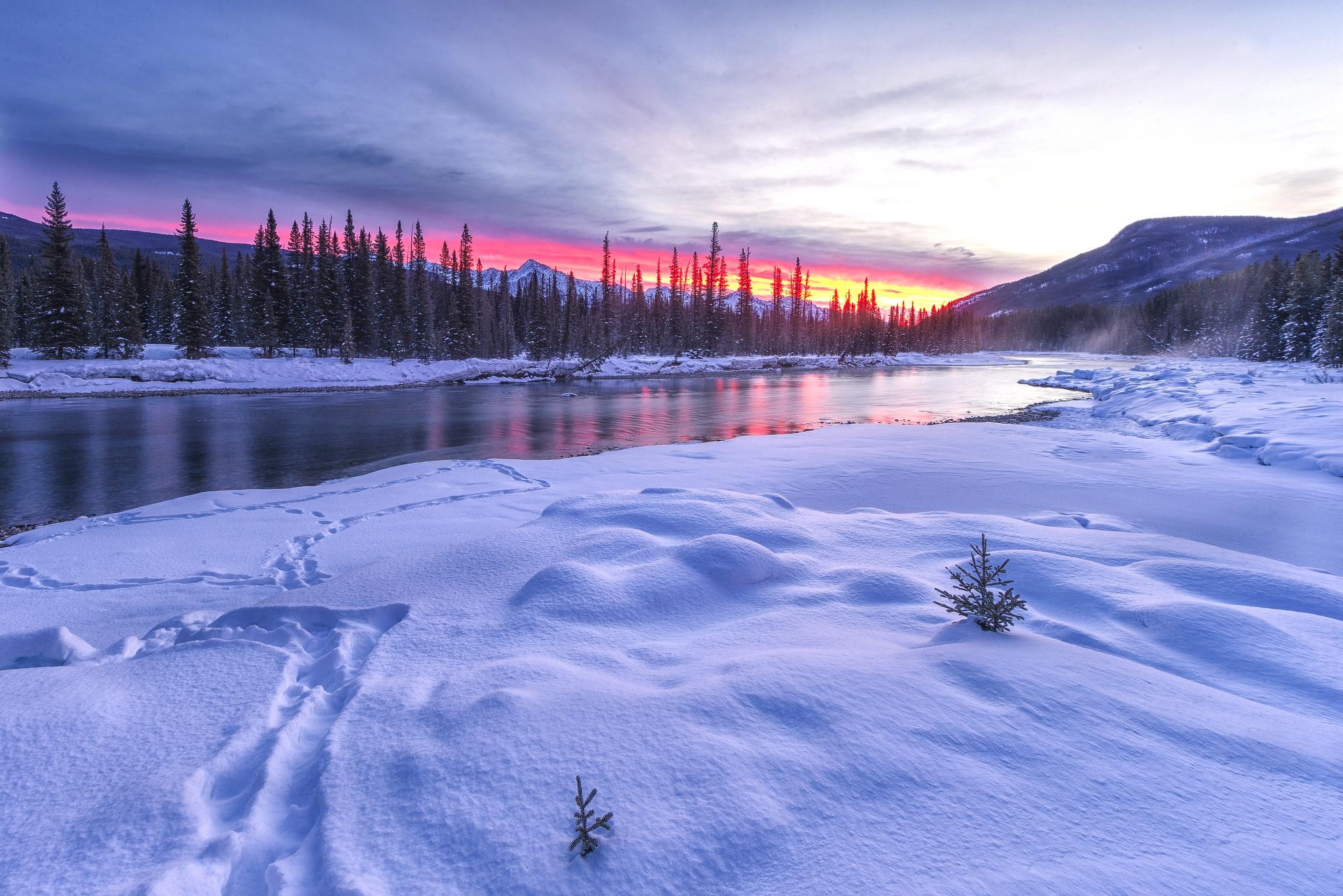 Wallpapers sunset winter morning landscape on the desktop