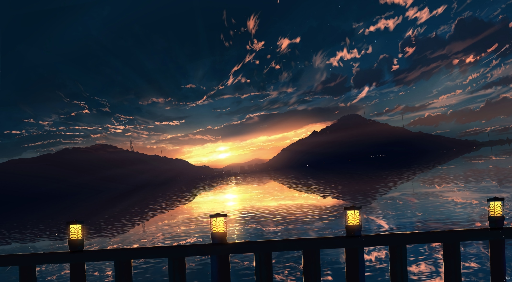 Wallpapers anime sunset landscape anime landscape on the desktop