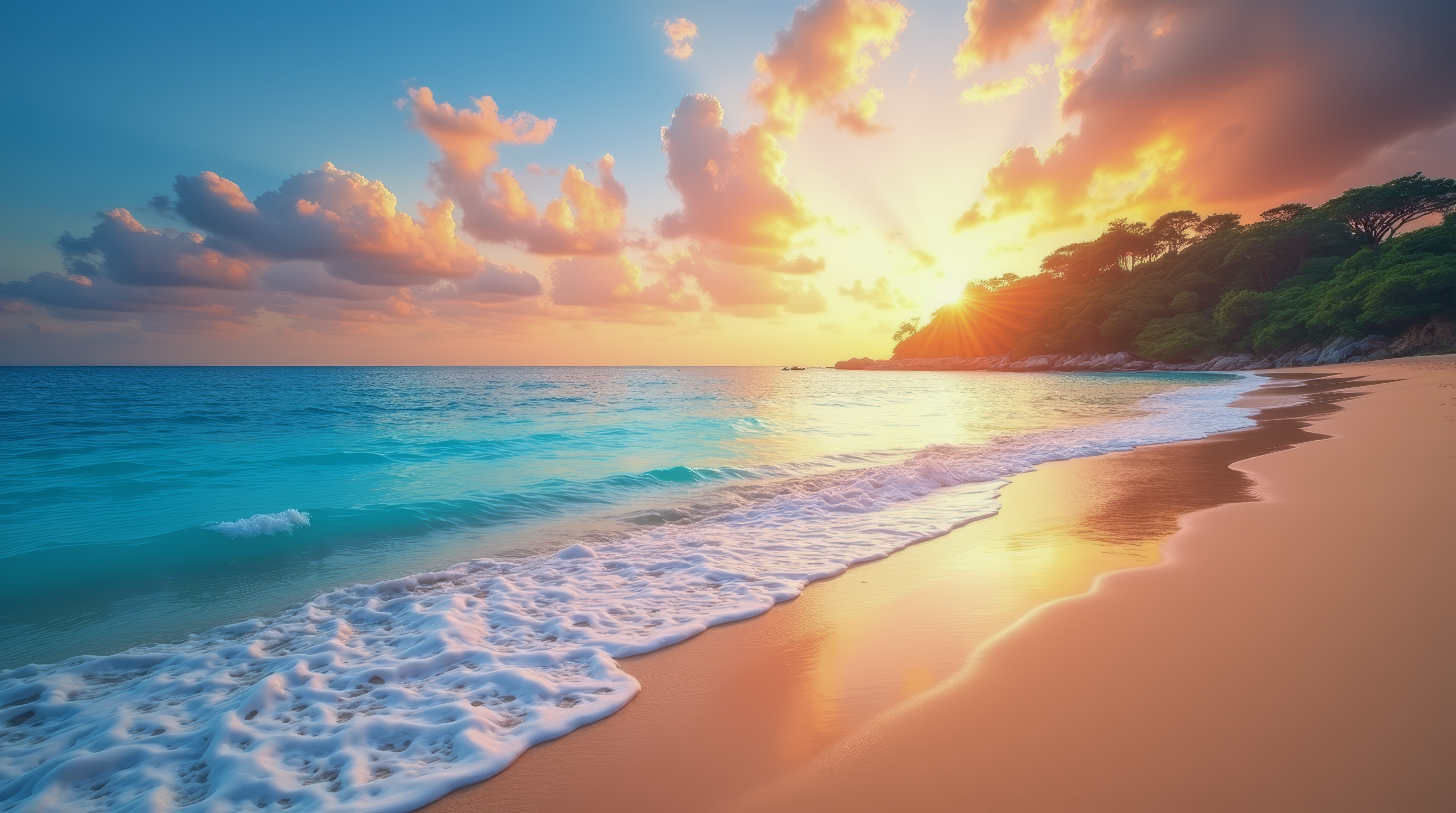 Бесплатное фото Вид на океан, пляж и дерево на пляже