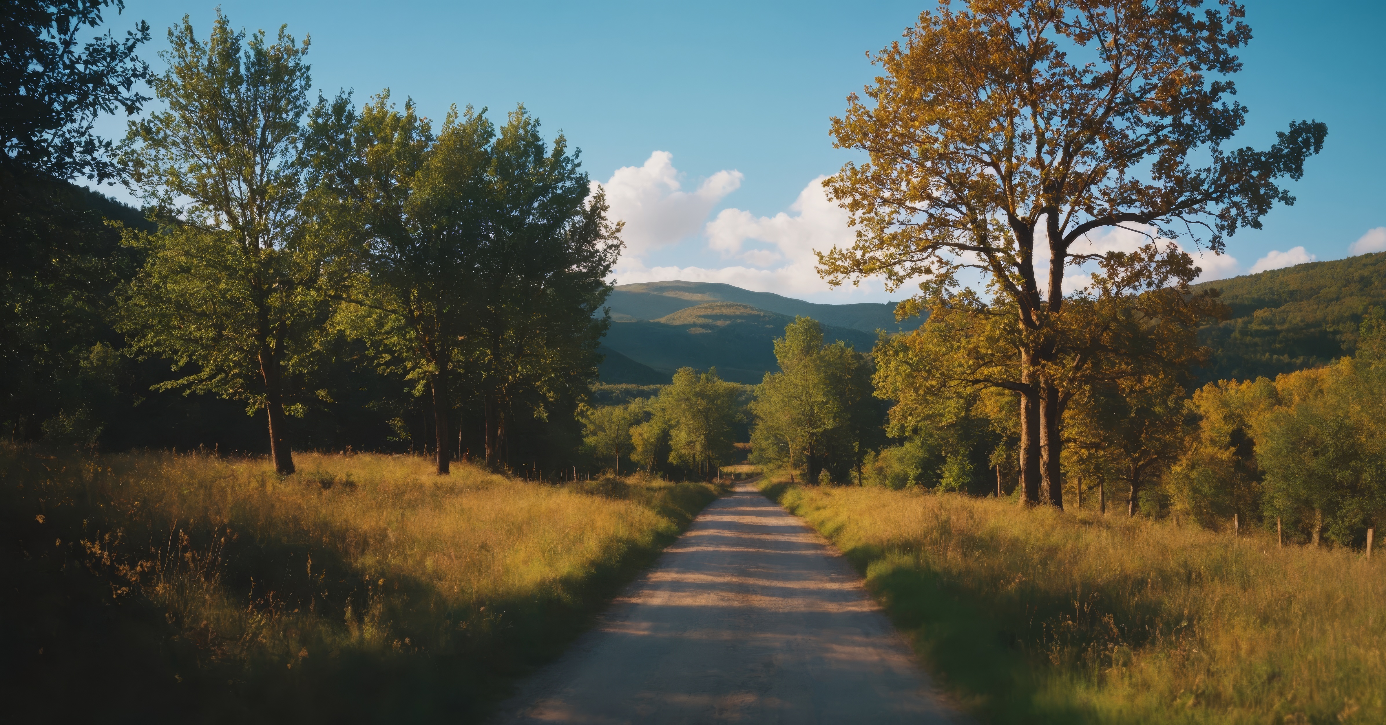 Free photo A dirt road near trees that is on the side of a hill