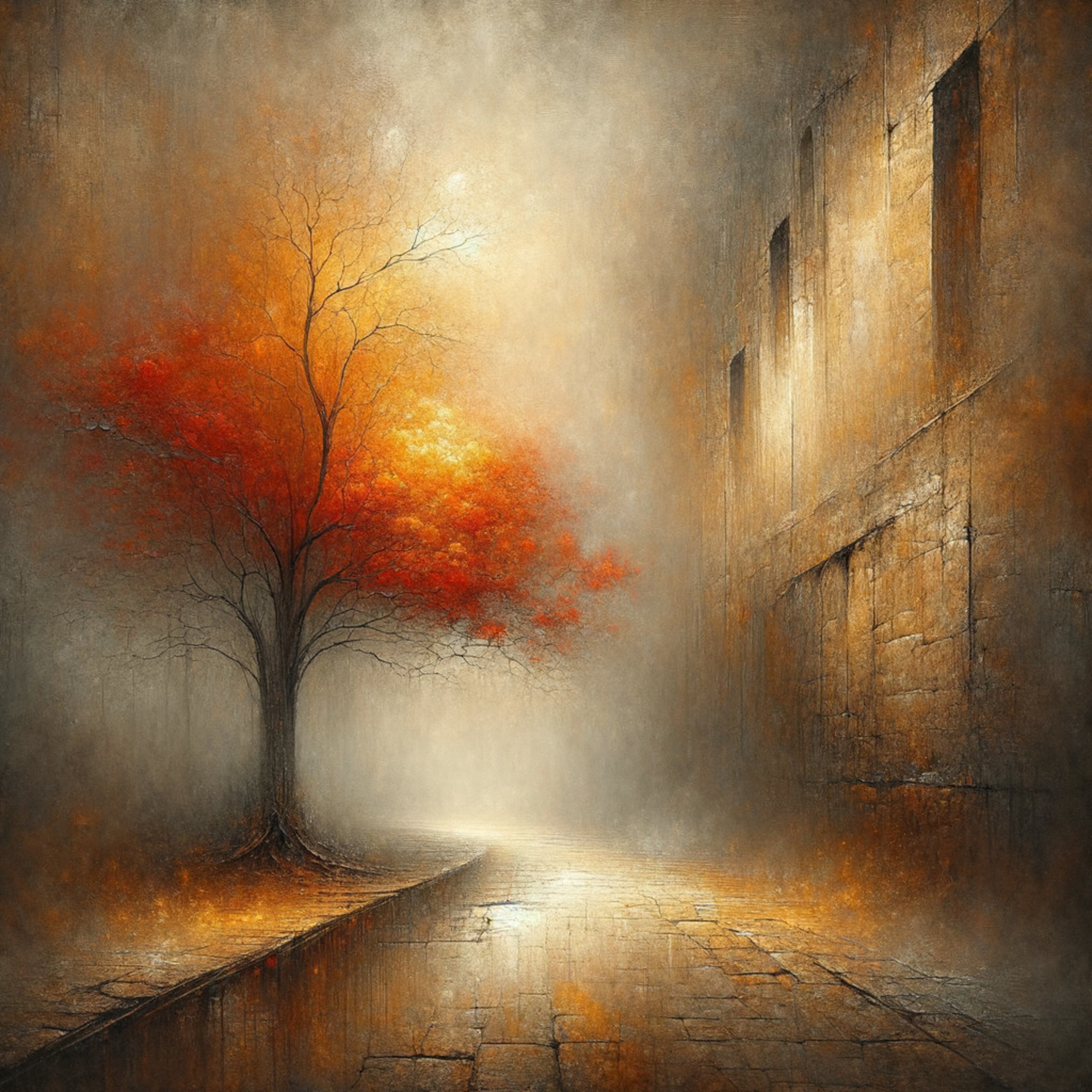 Free photo Tree in the fog on the street