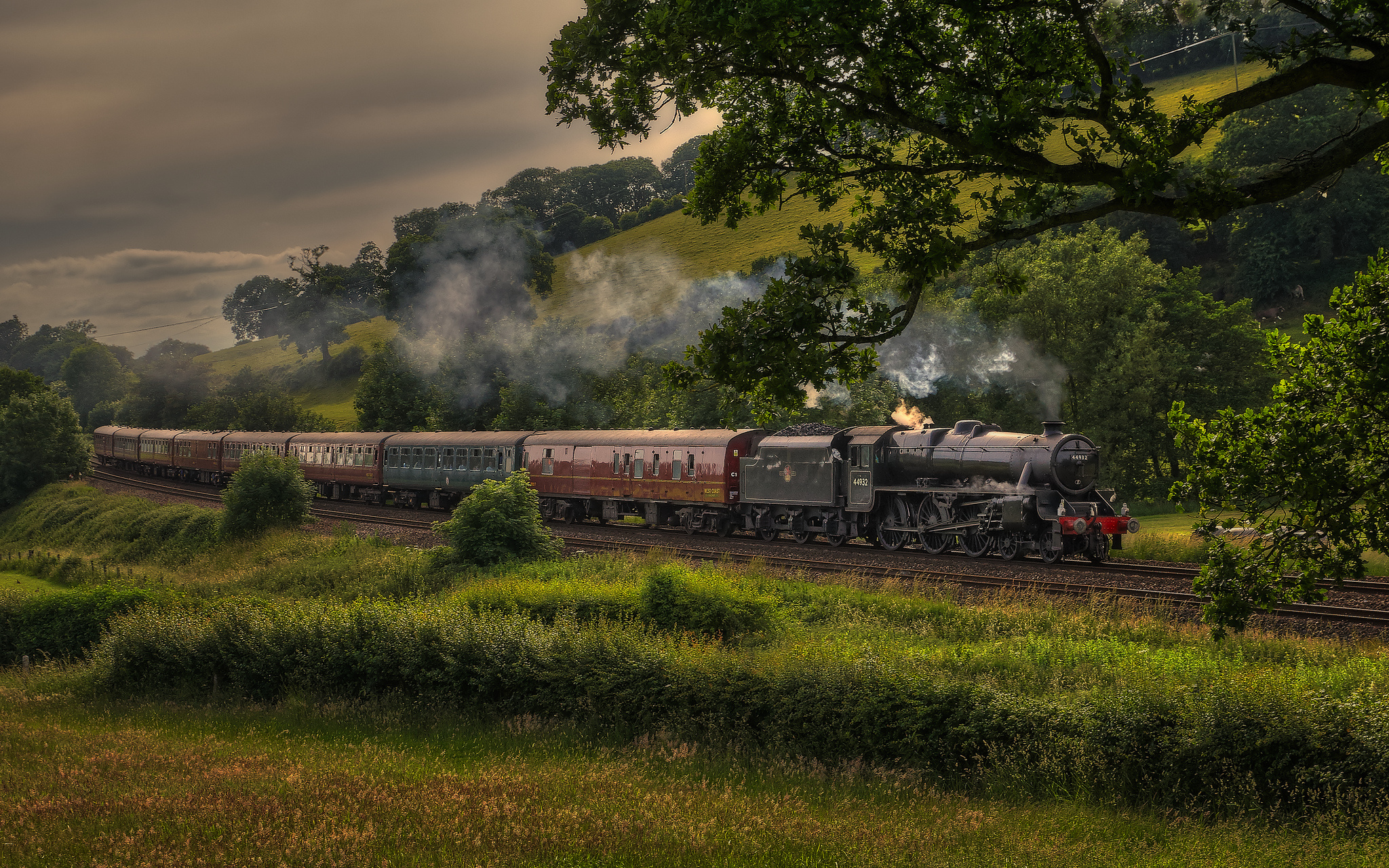 Wallpapers composition steam train rain on the desktop