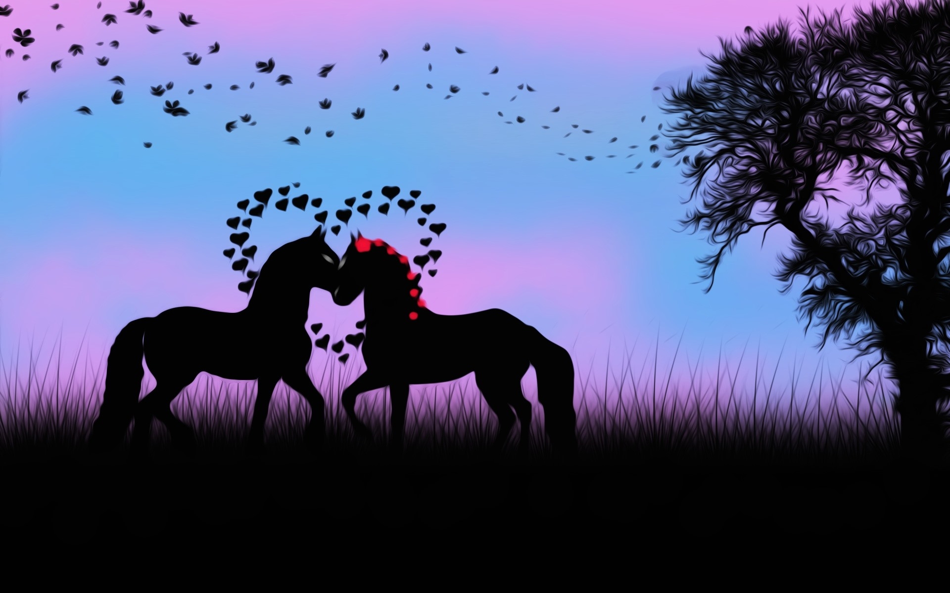 Wallpapers wallpaper horse affection a heart on the desktop