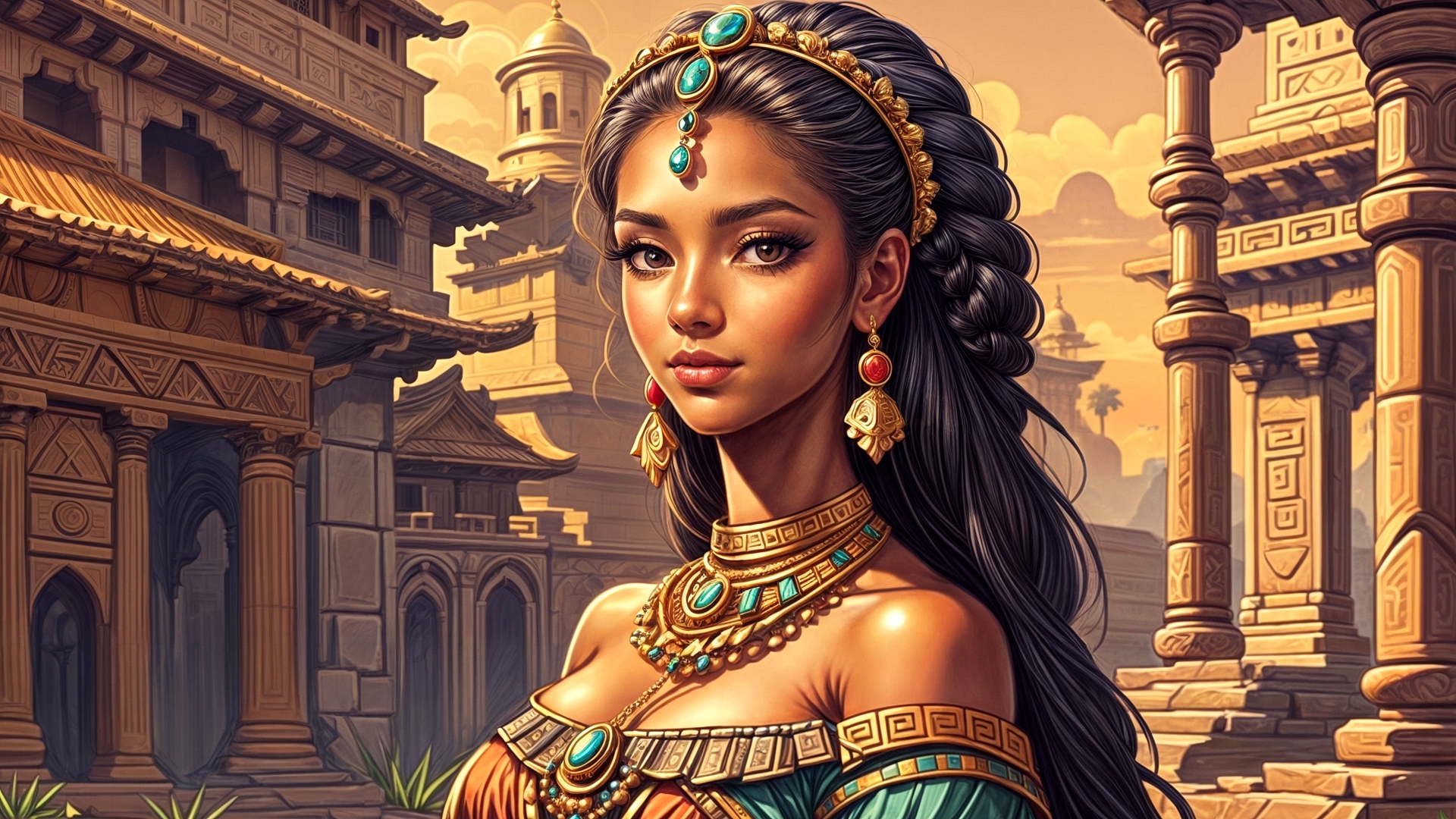 Portrait of a brown-haired girl with long hair