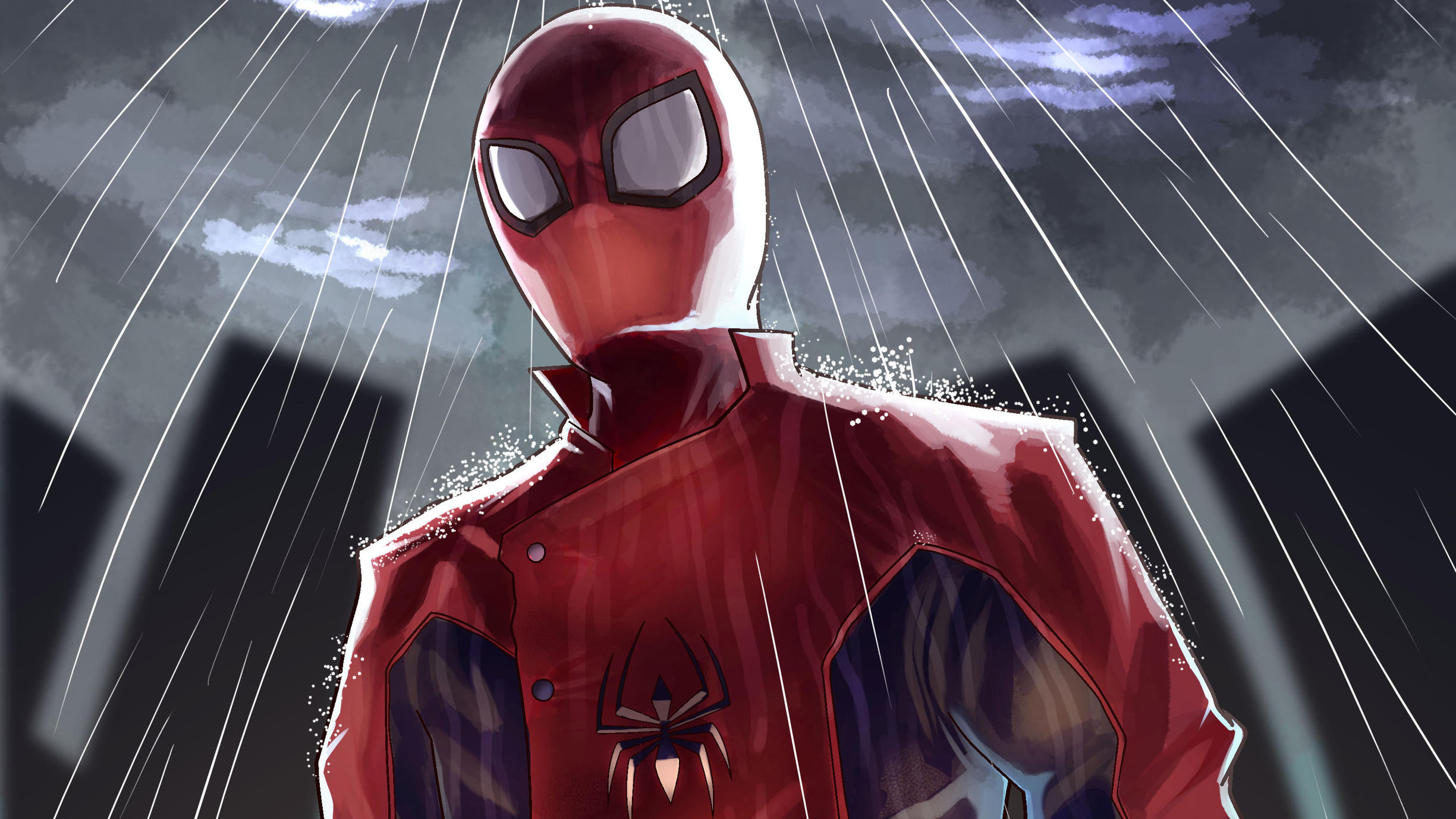 Wallpapers overcast night spider man on the desktop