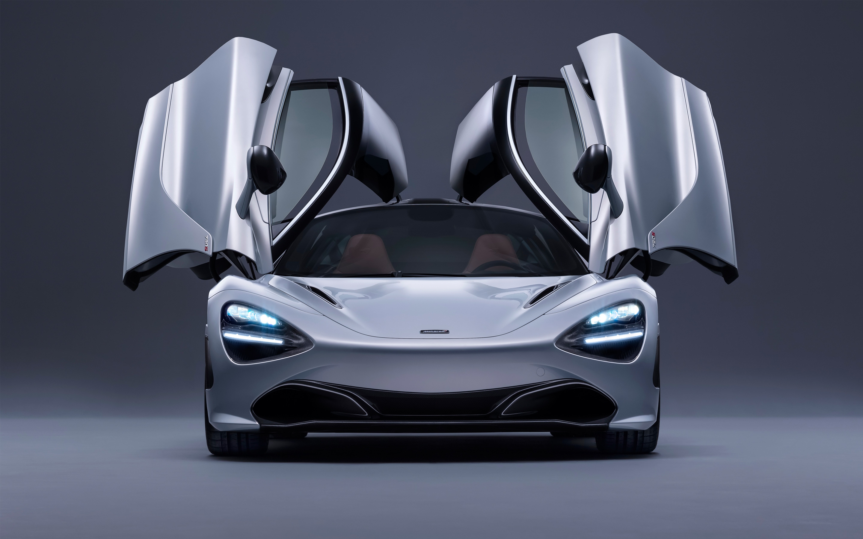 Обои обои mclaren 720s двери вверх серая машина на рабочий стол