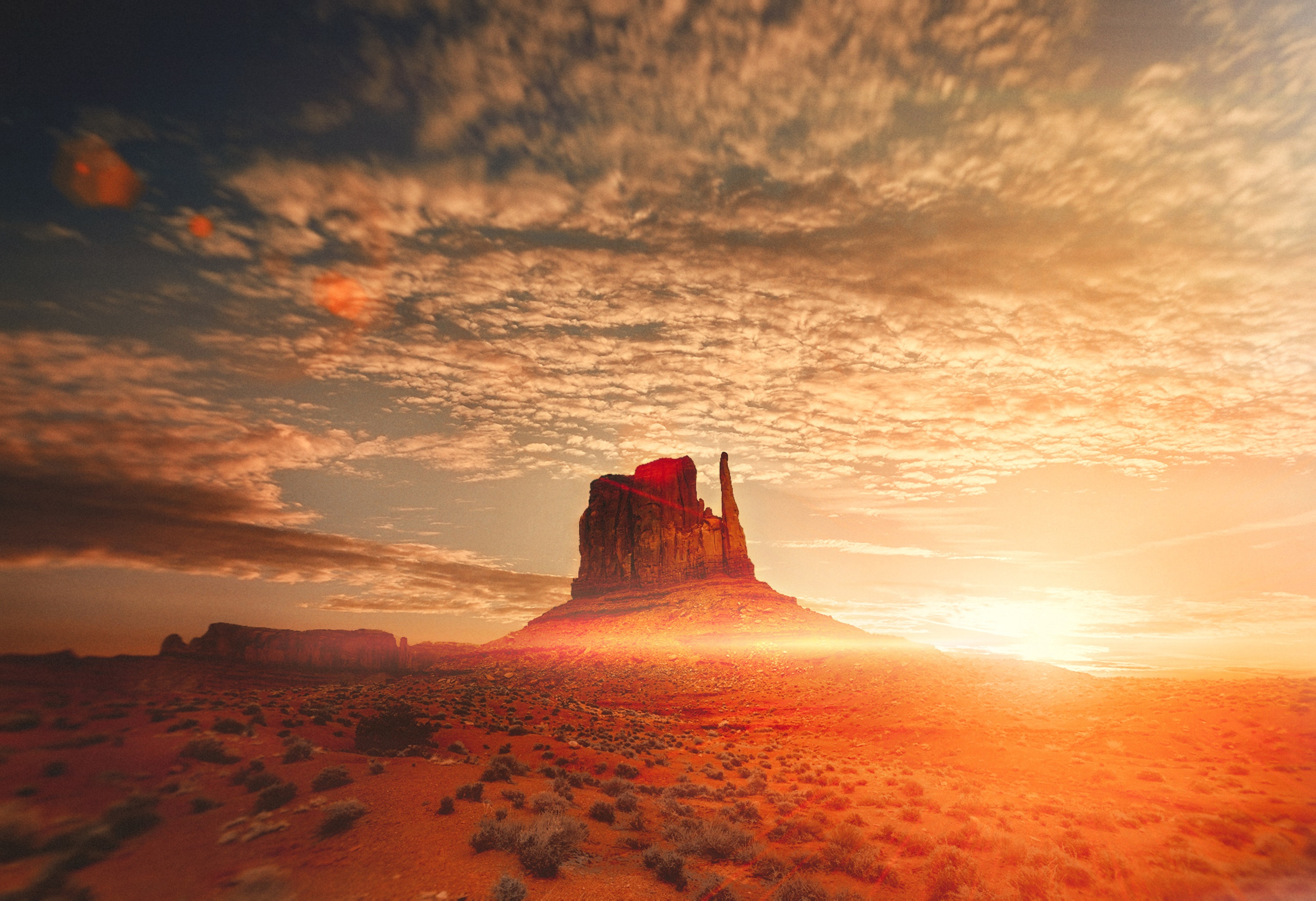 美国沙漠中的一座孤山