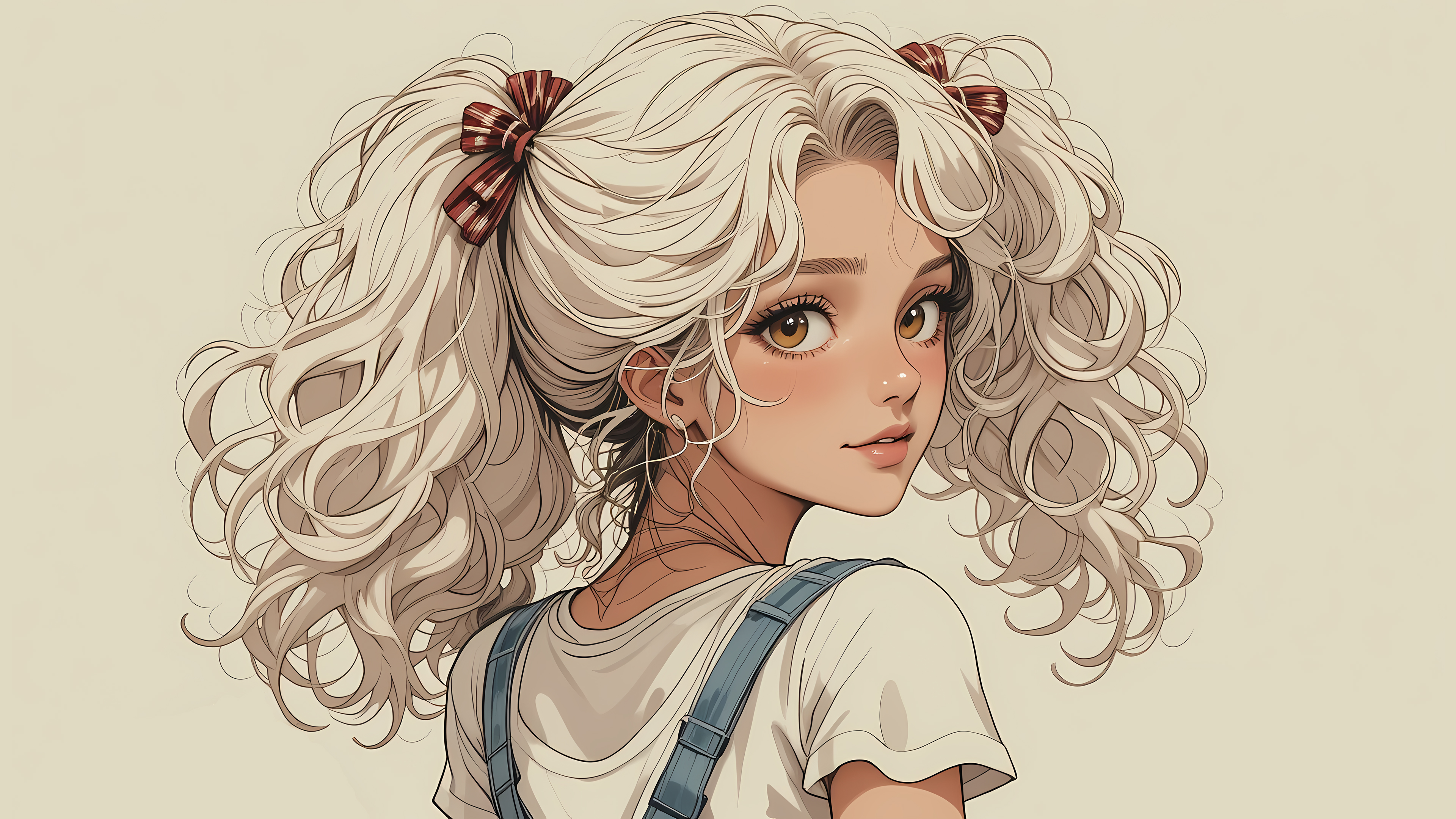 扎辫子的卷发女孩