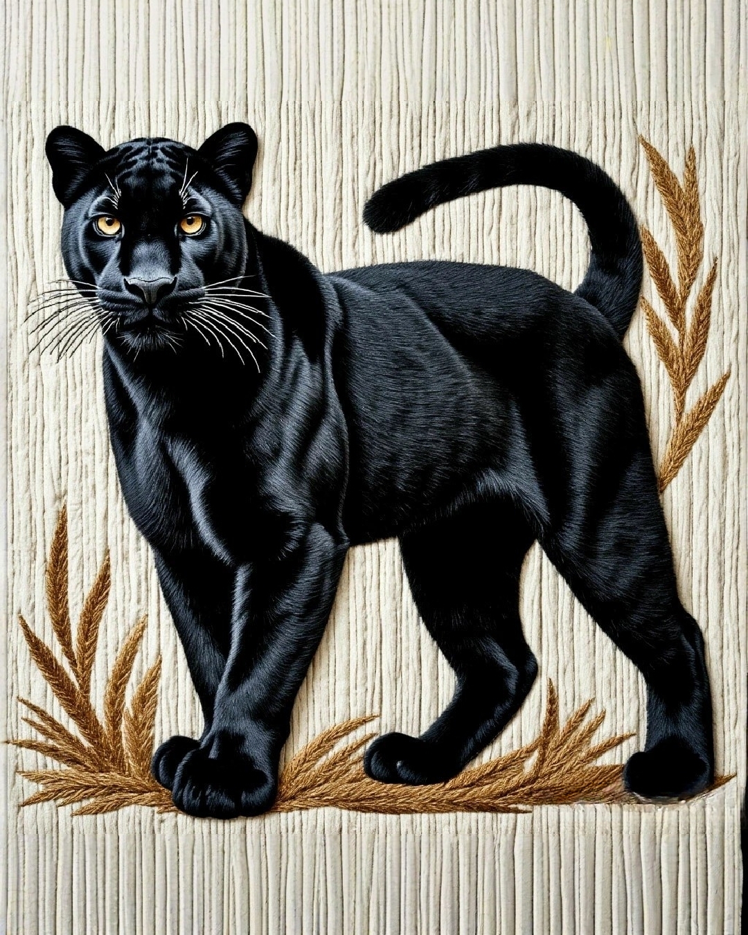 Бесплатное фото Чёрная пантера, вышивка