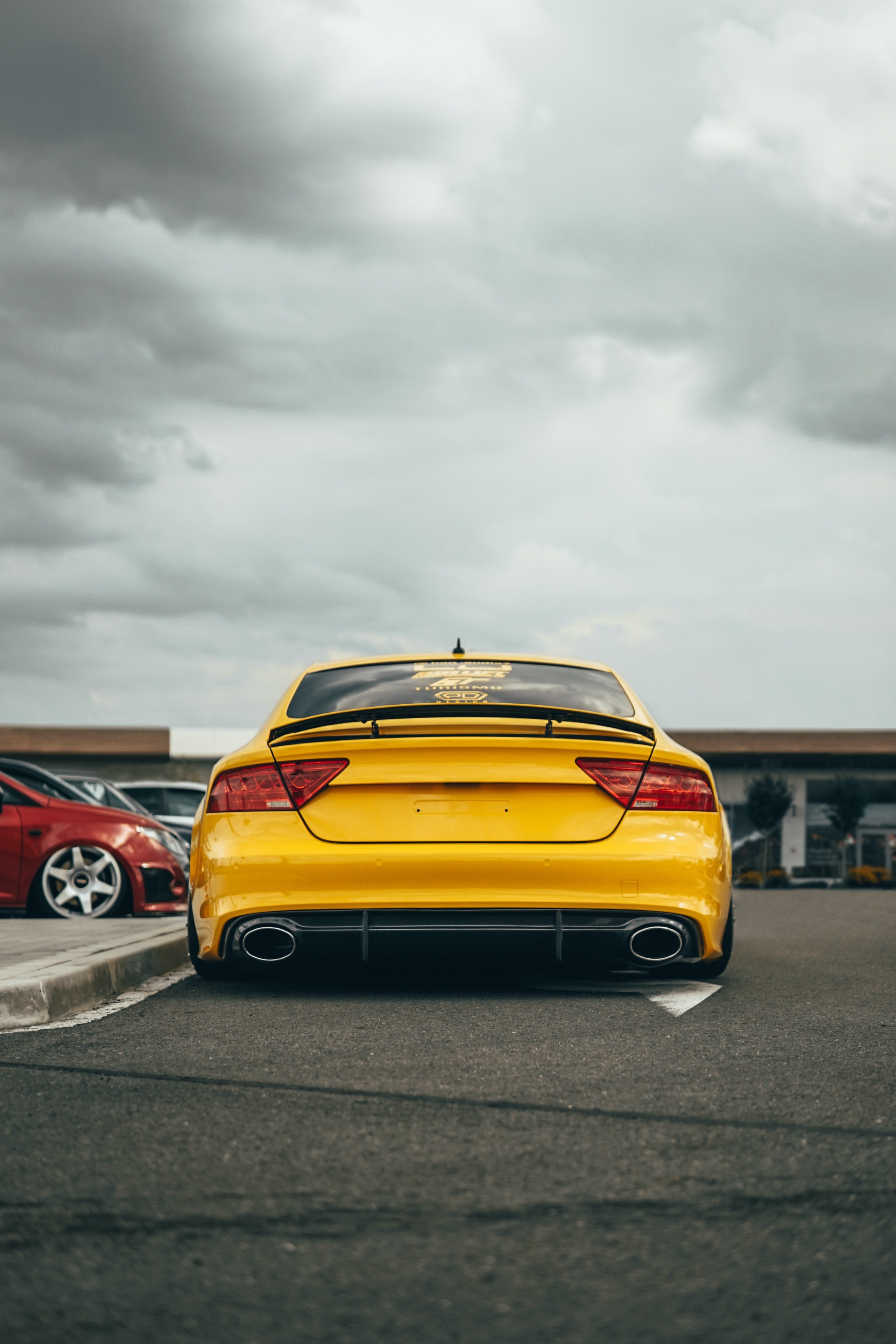 Free photo Yellow Audi rear view