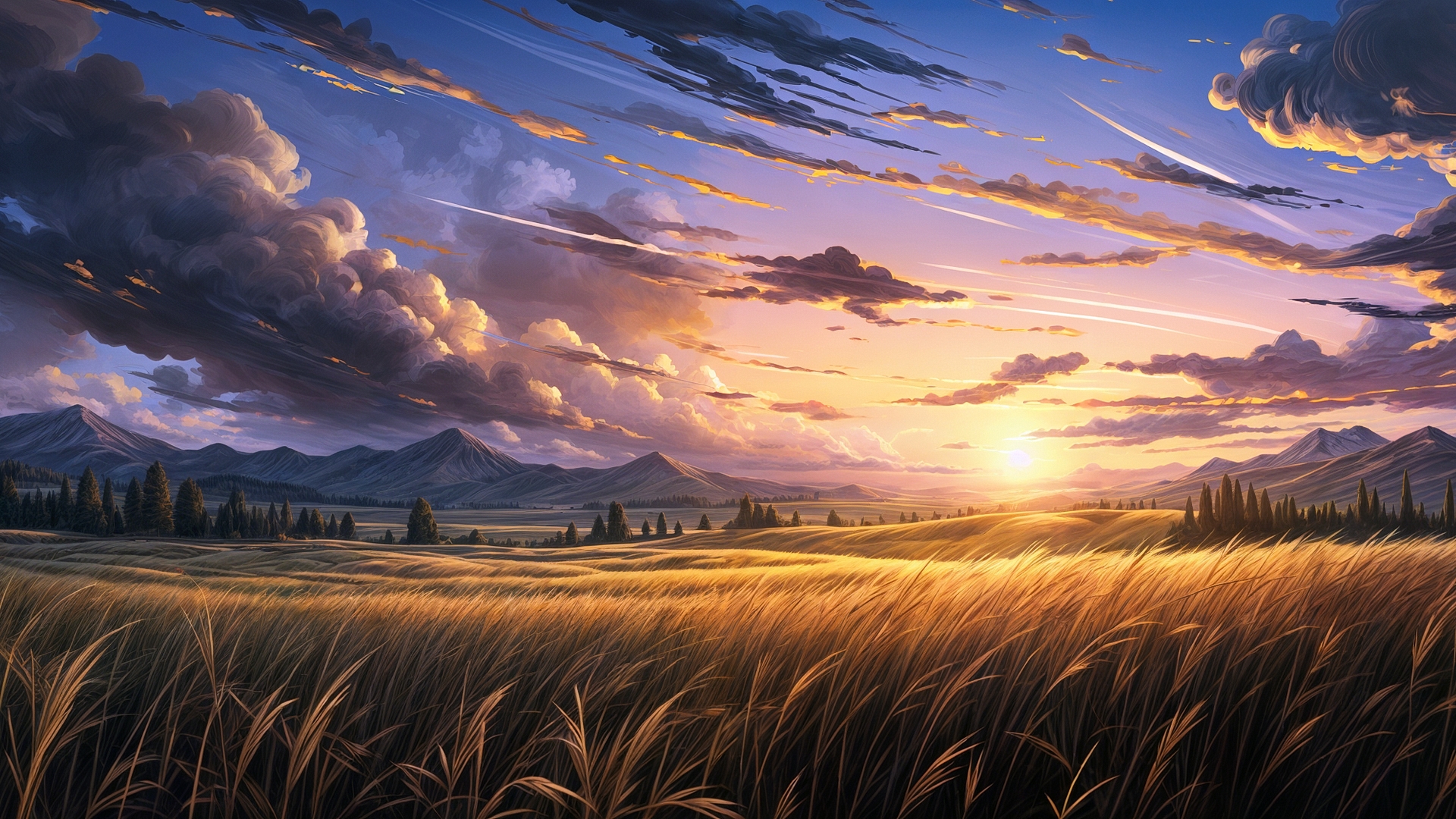 免费照片黄昏时分的麦田景观