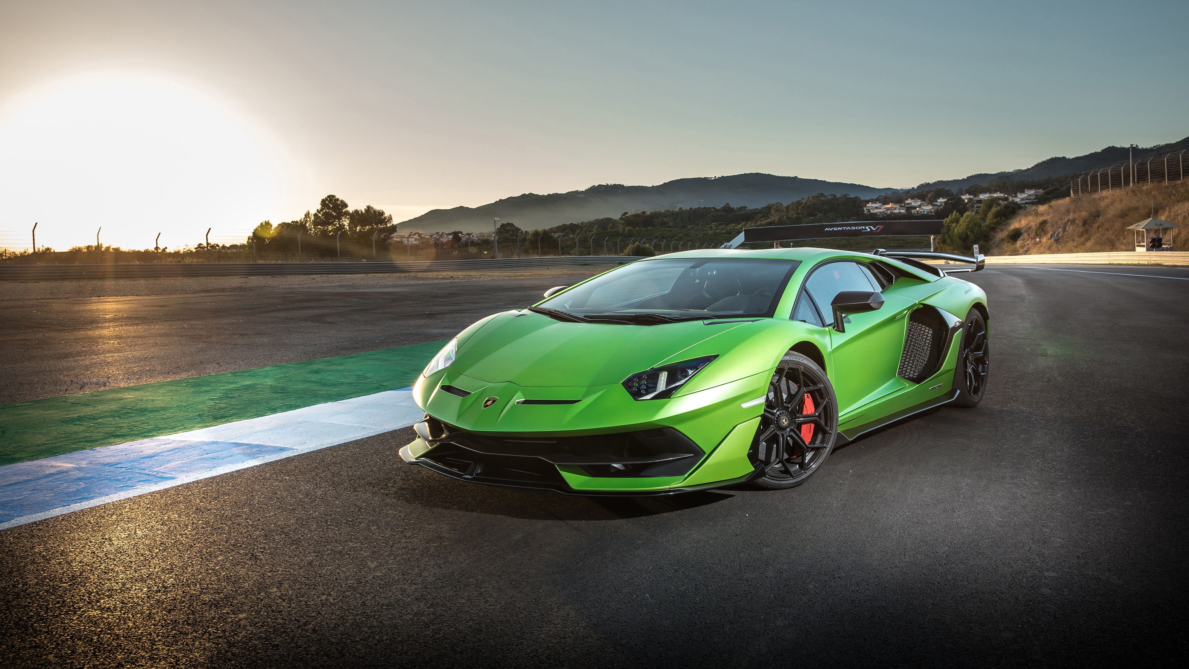 Wallpapers Lamborghini Lamborghini Aventador SVJ green car on the desktop