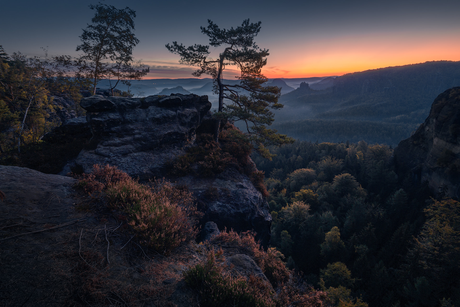 Обои Saxon Switzerland закат на рабочий стол