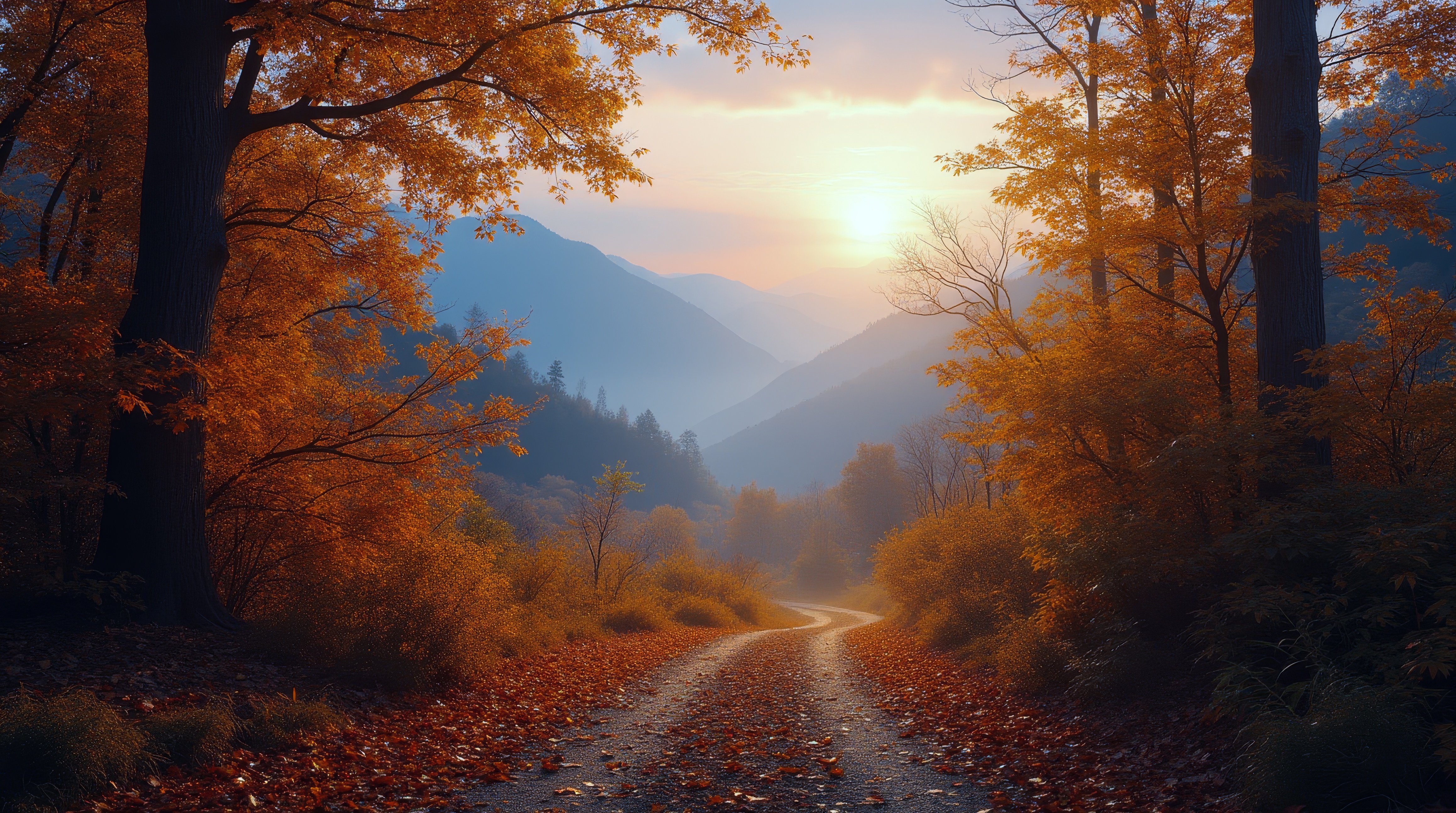 Очень живописная картина, на которой солнце освещает горный склон.