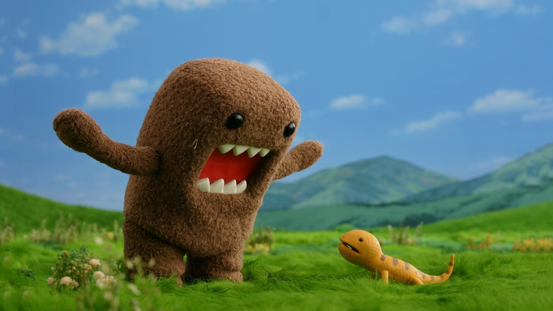 Wallpapers grass Toy Domo on the desktop