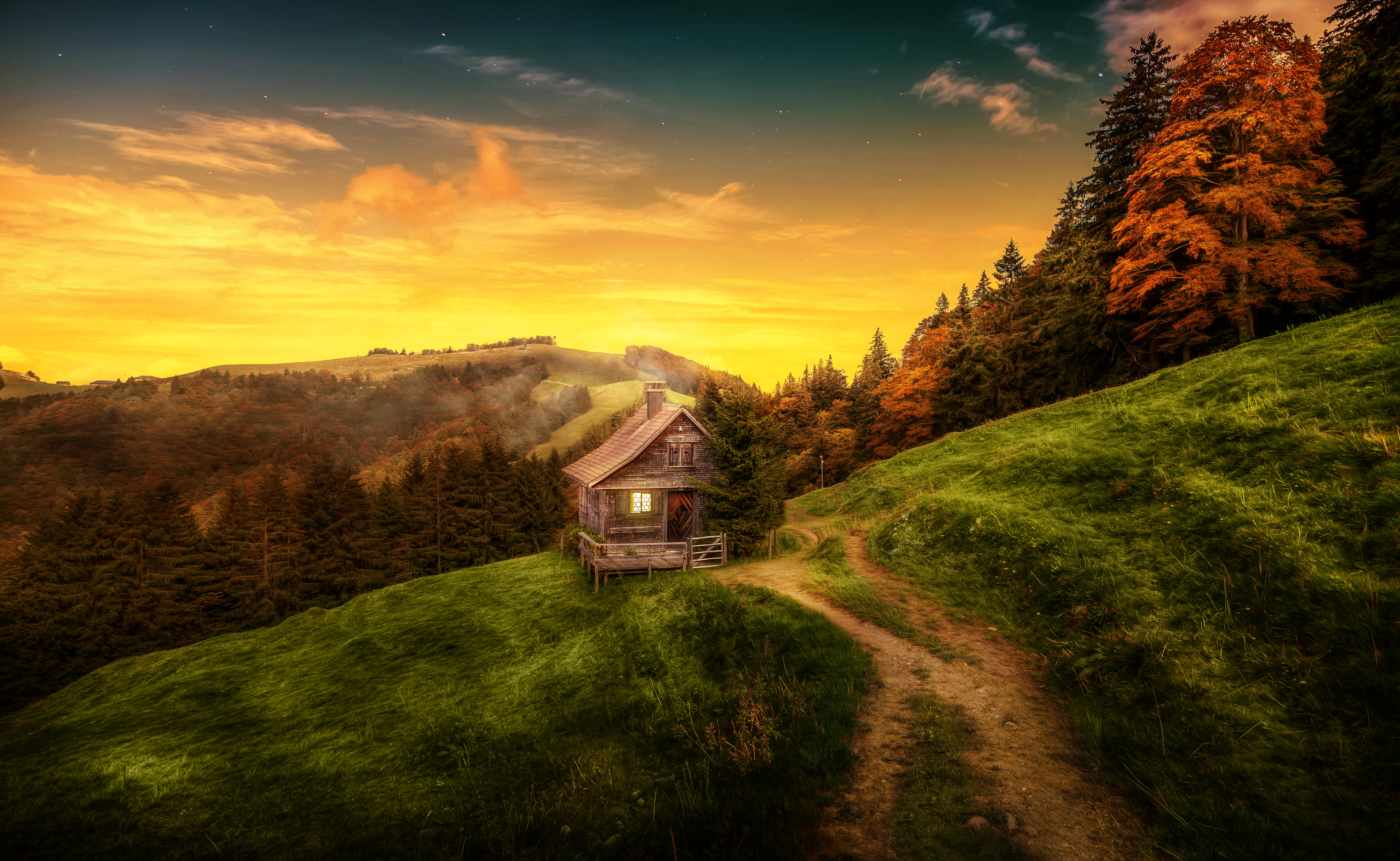 Wallpapers walking paths evening mood Switzerland on the desktop