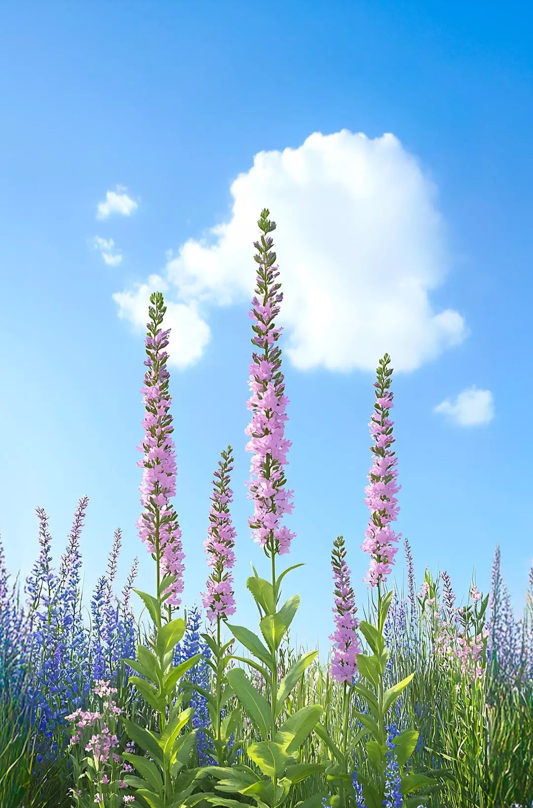 Бесплатное фото Плакун-трава под облаками