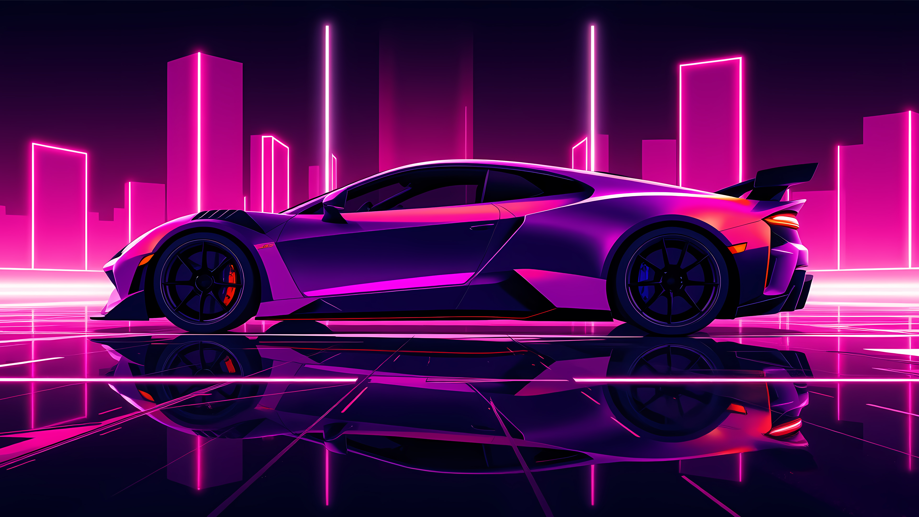 Спорткар и неон в абстракции