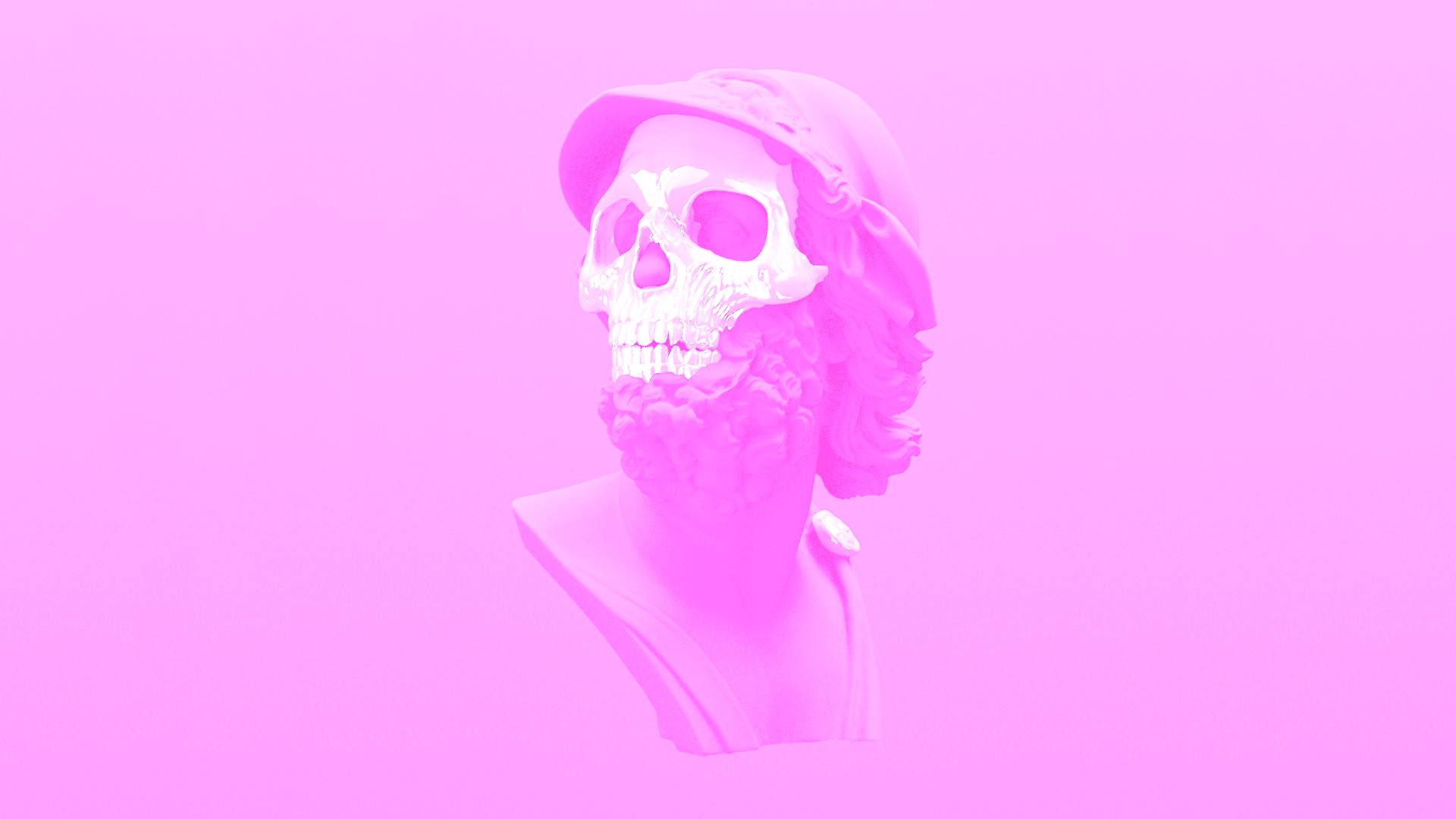 Wallpapers pink skeleton skull on the desktop