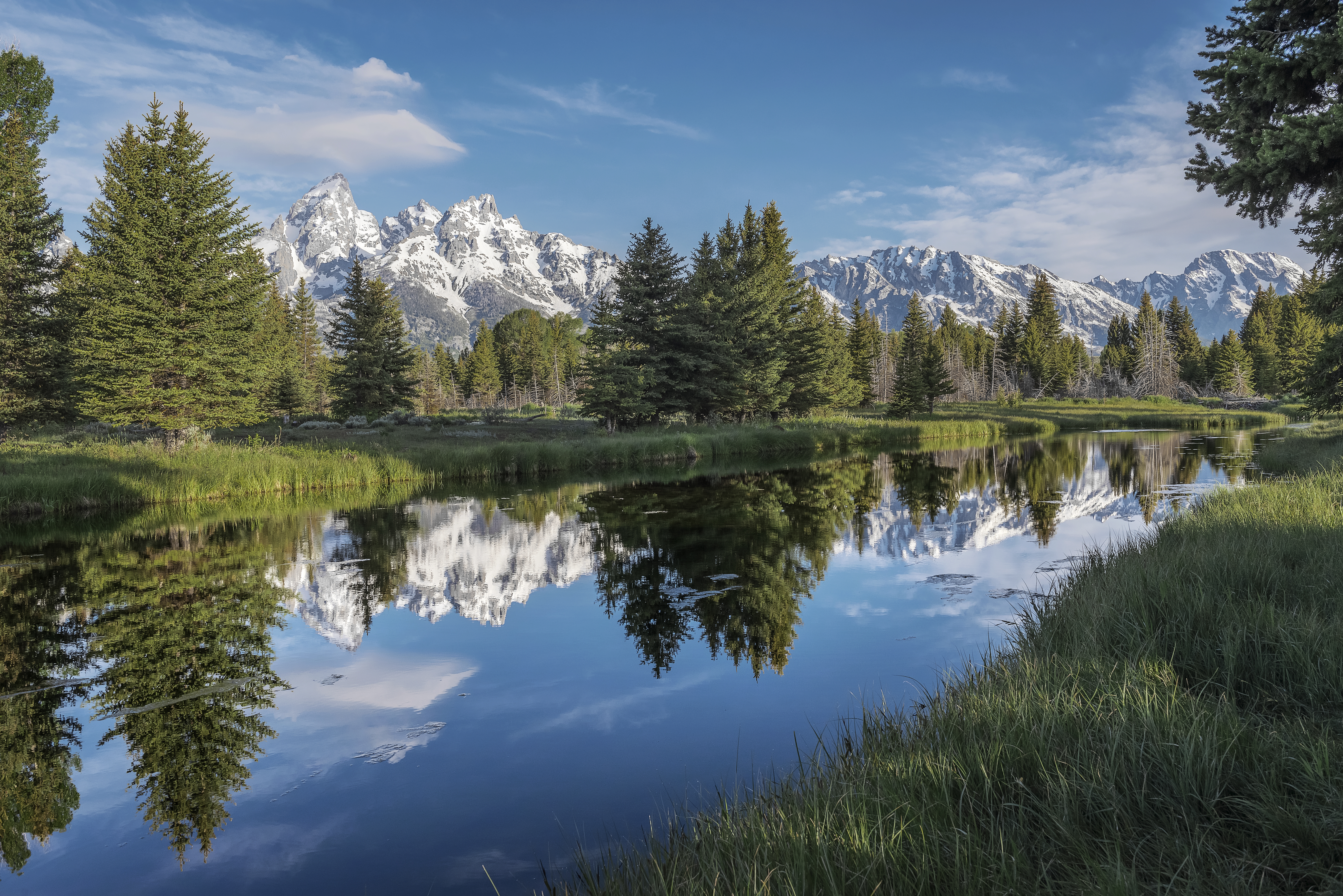 Обои Schwabachers Landing Grand Teton National Park Snake River на рабочий стол