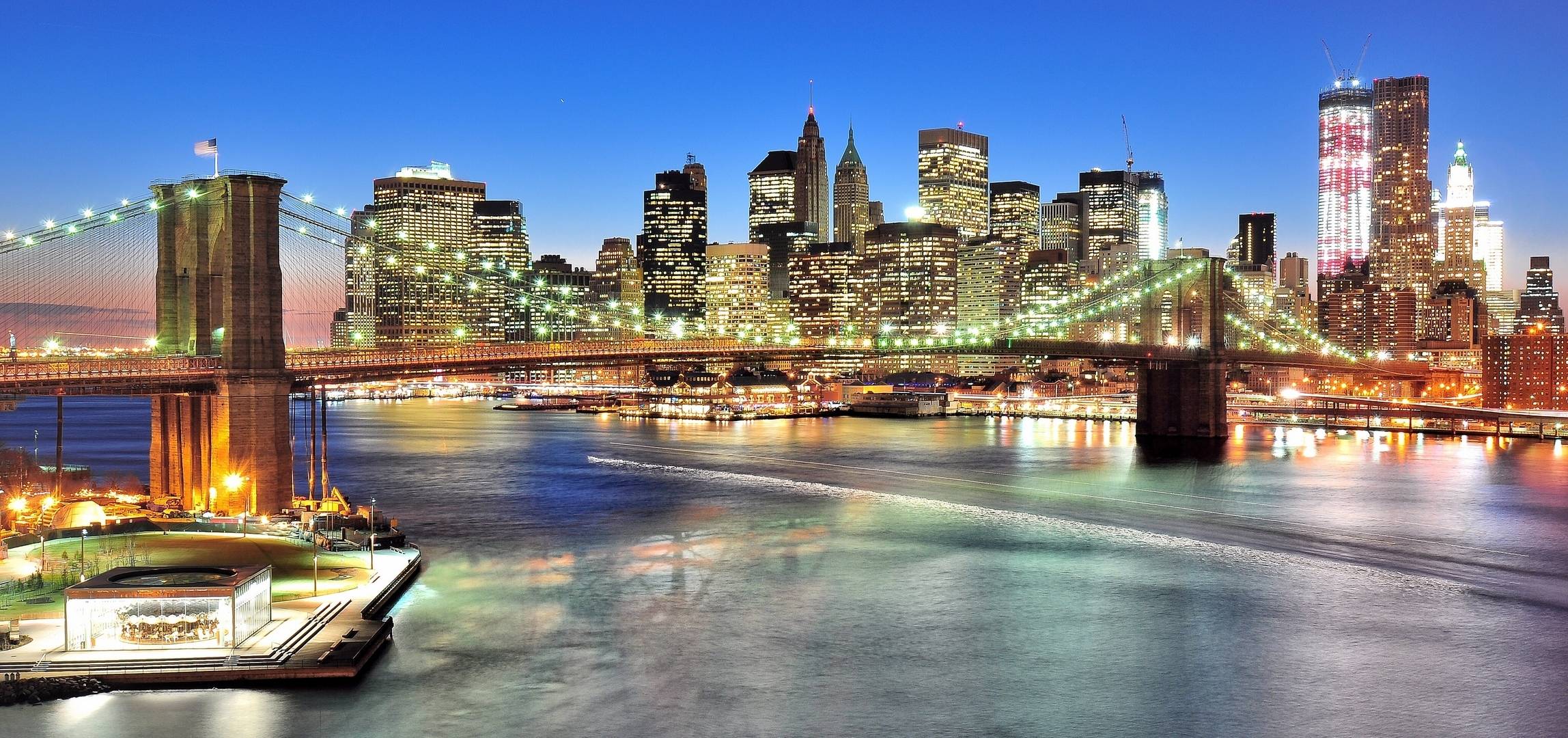 Wallpapers Brooklyn Bridge USA panorama on the desktop