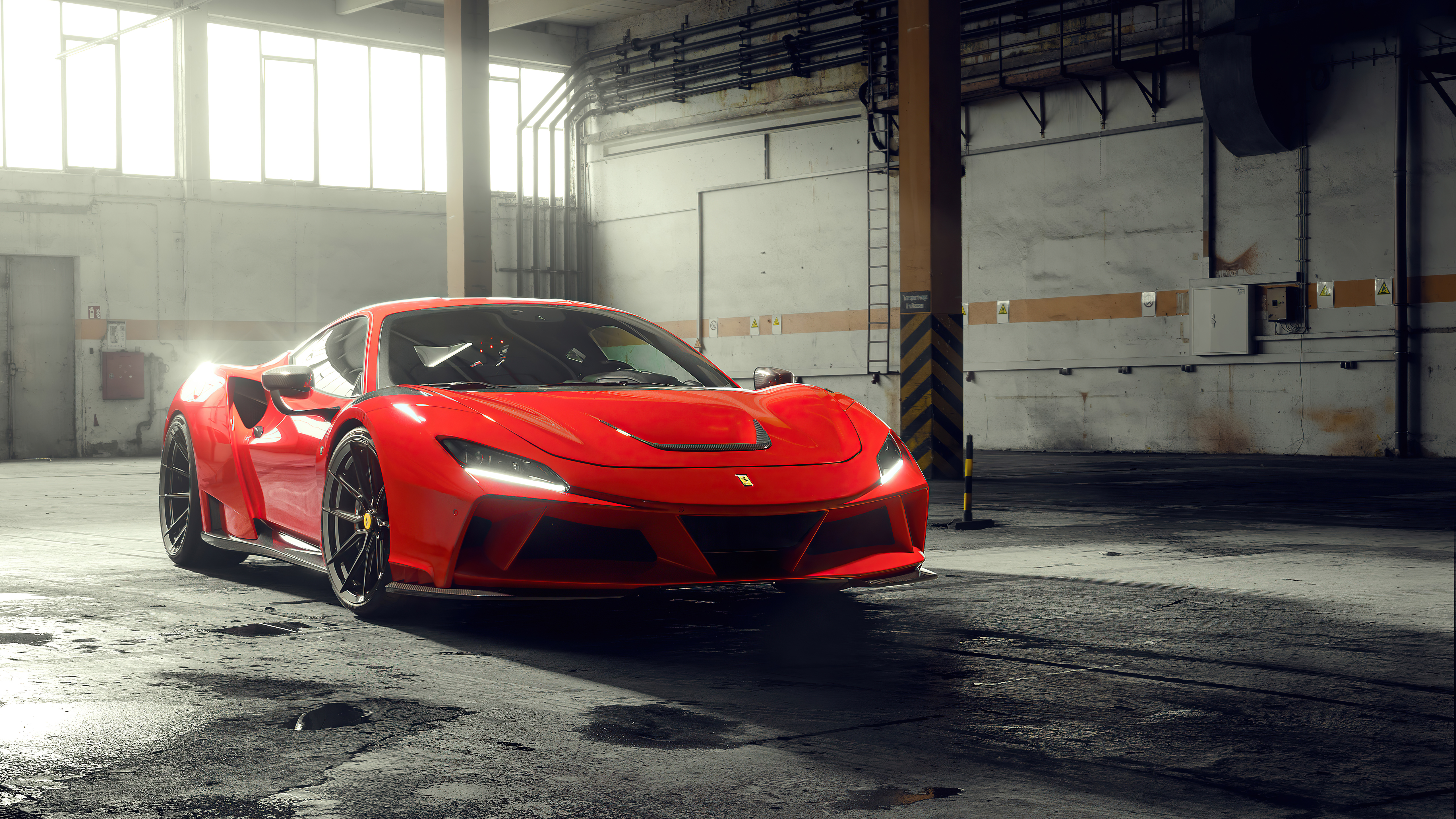 Free photo Ferrari f8 in a large hangar