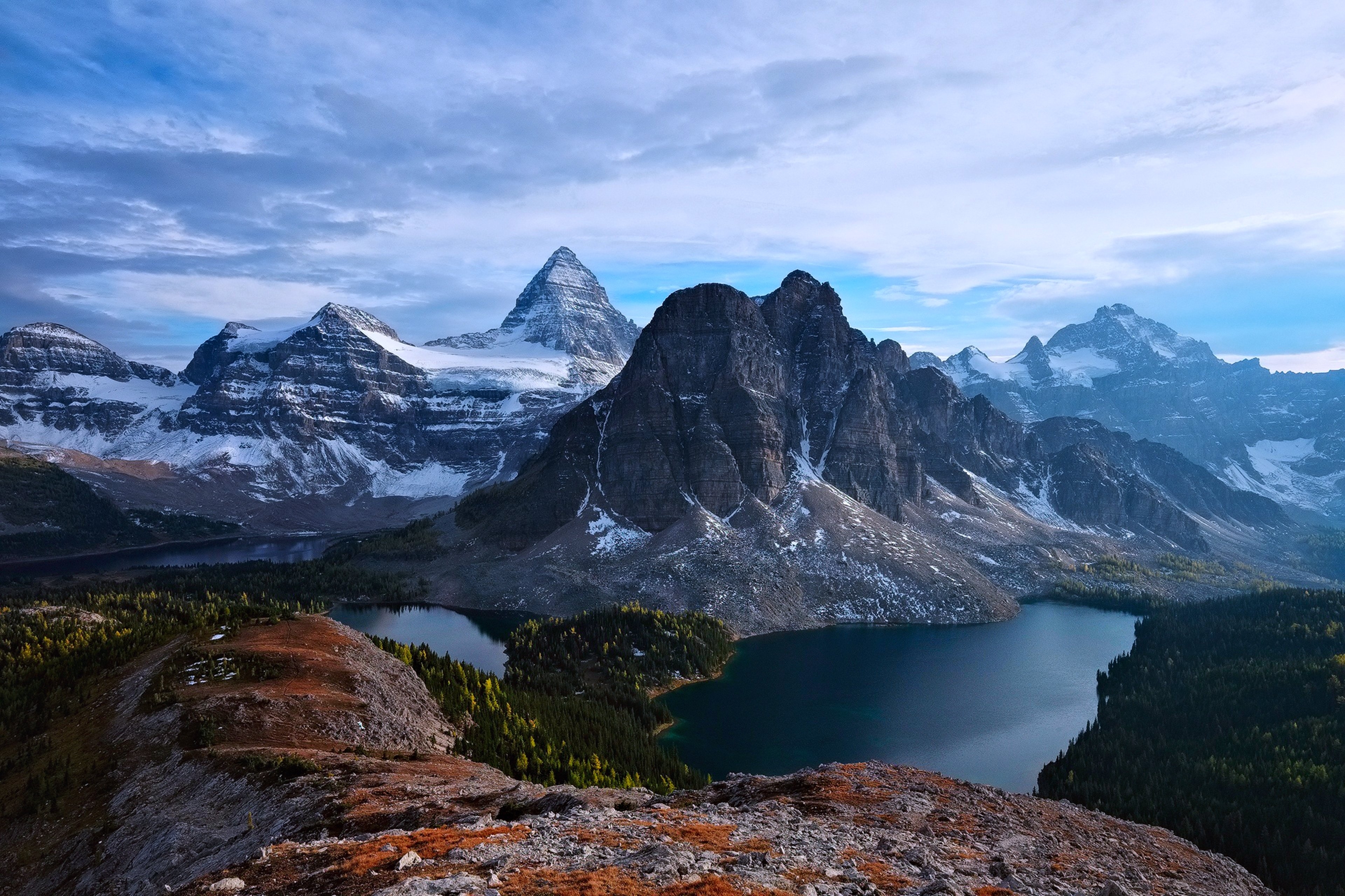 Wallpapers sunset lake Assiniboine Park on the desktop