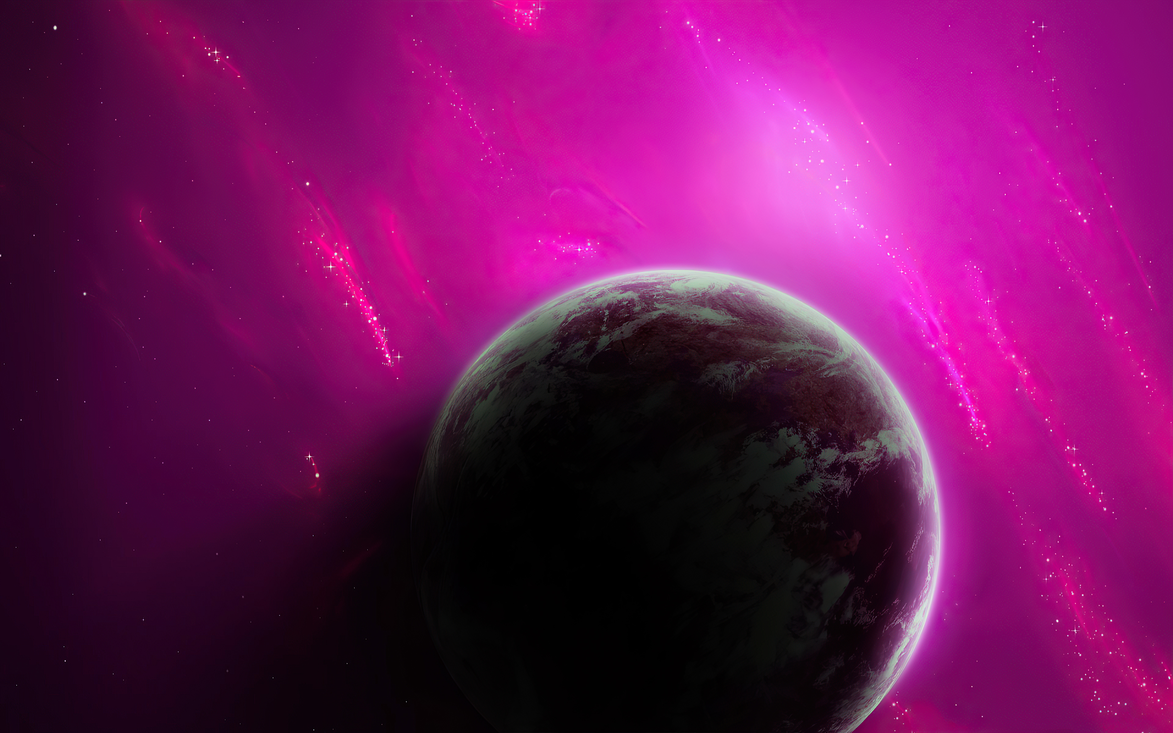 桌面上的壁纸行星 数字宇宙 紫色