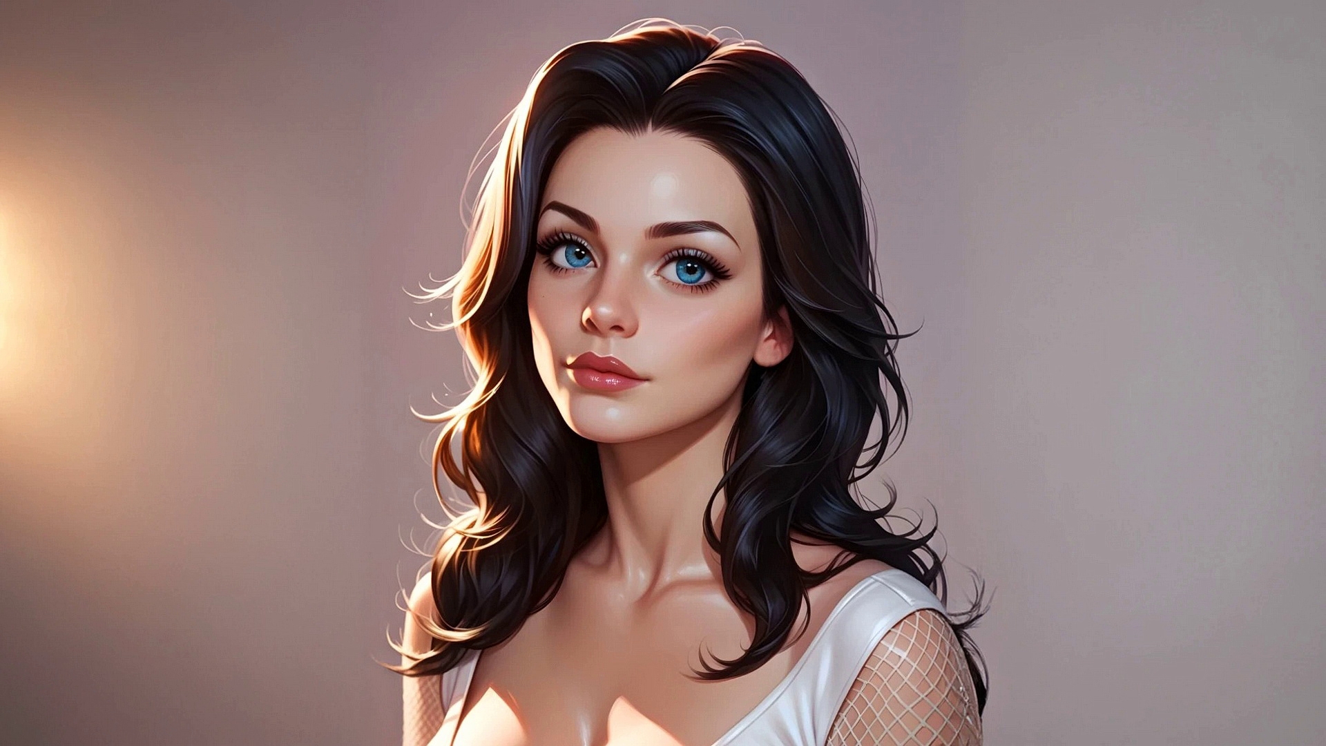 免费照片身着白色 T 恤的棕发女孩肖像