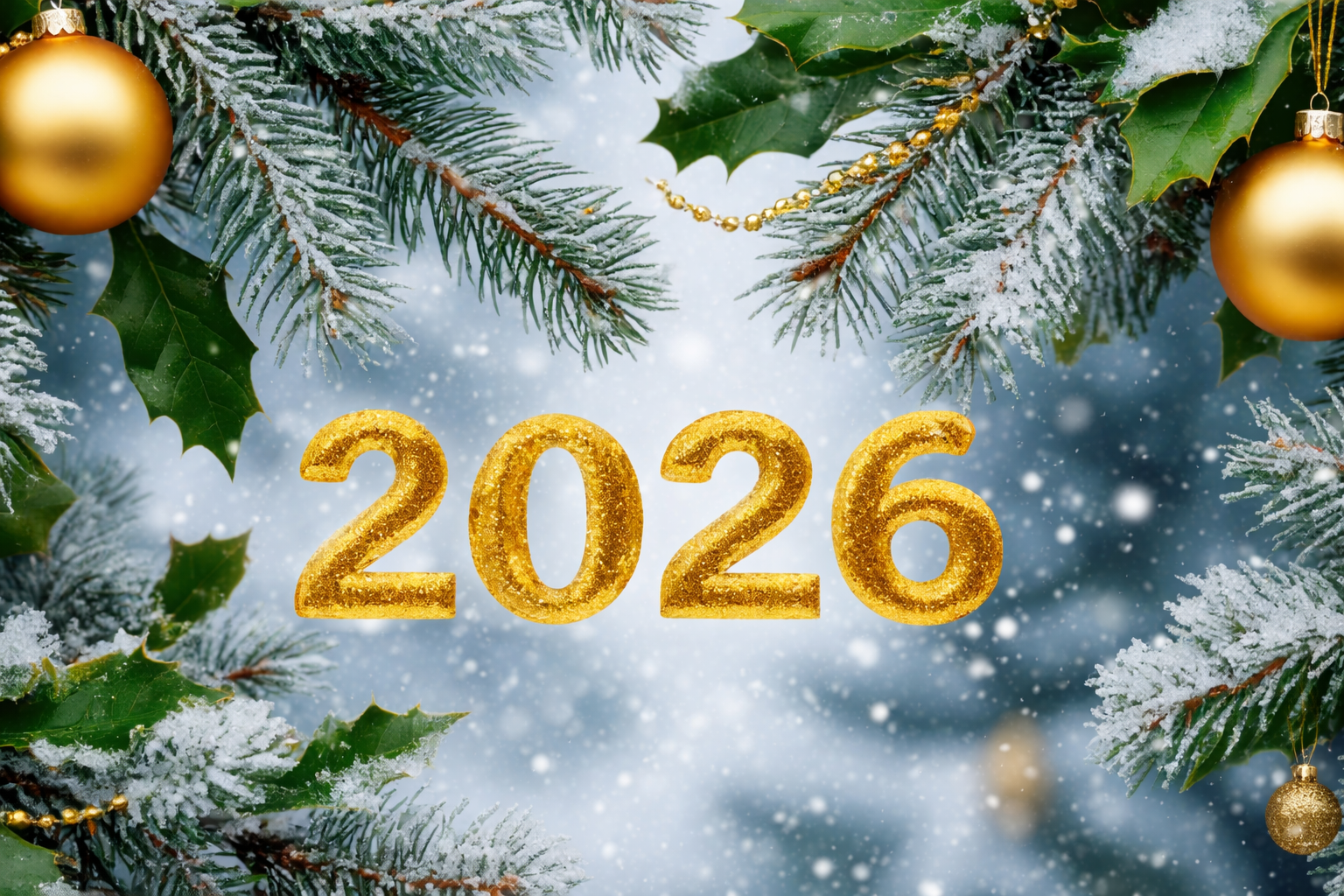 Бесплатная открытка Золотые новогодние обои.