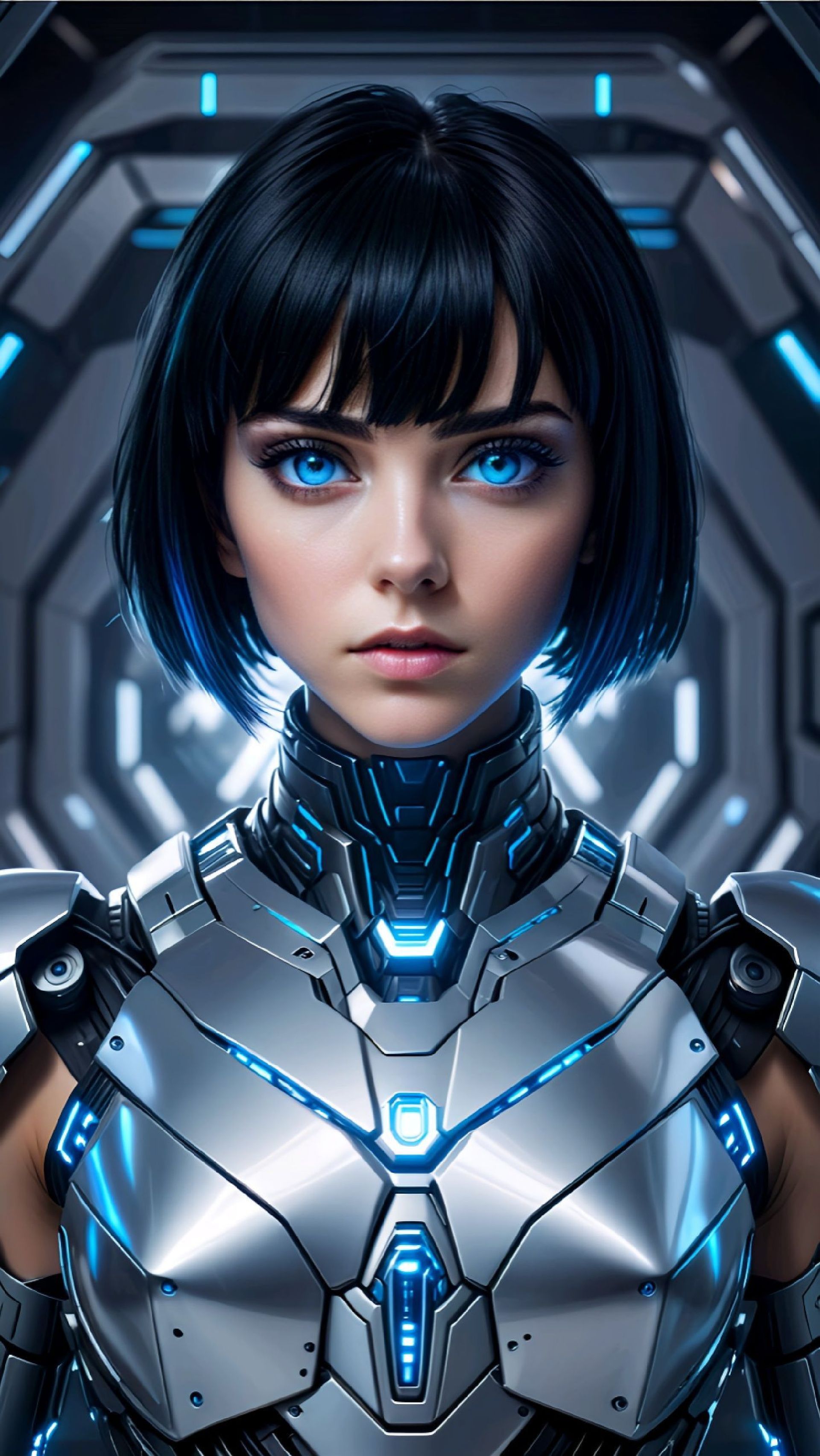 免费照片身穿银色盔甲的短发女孩。