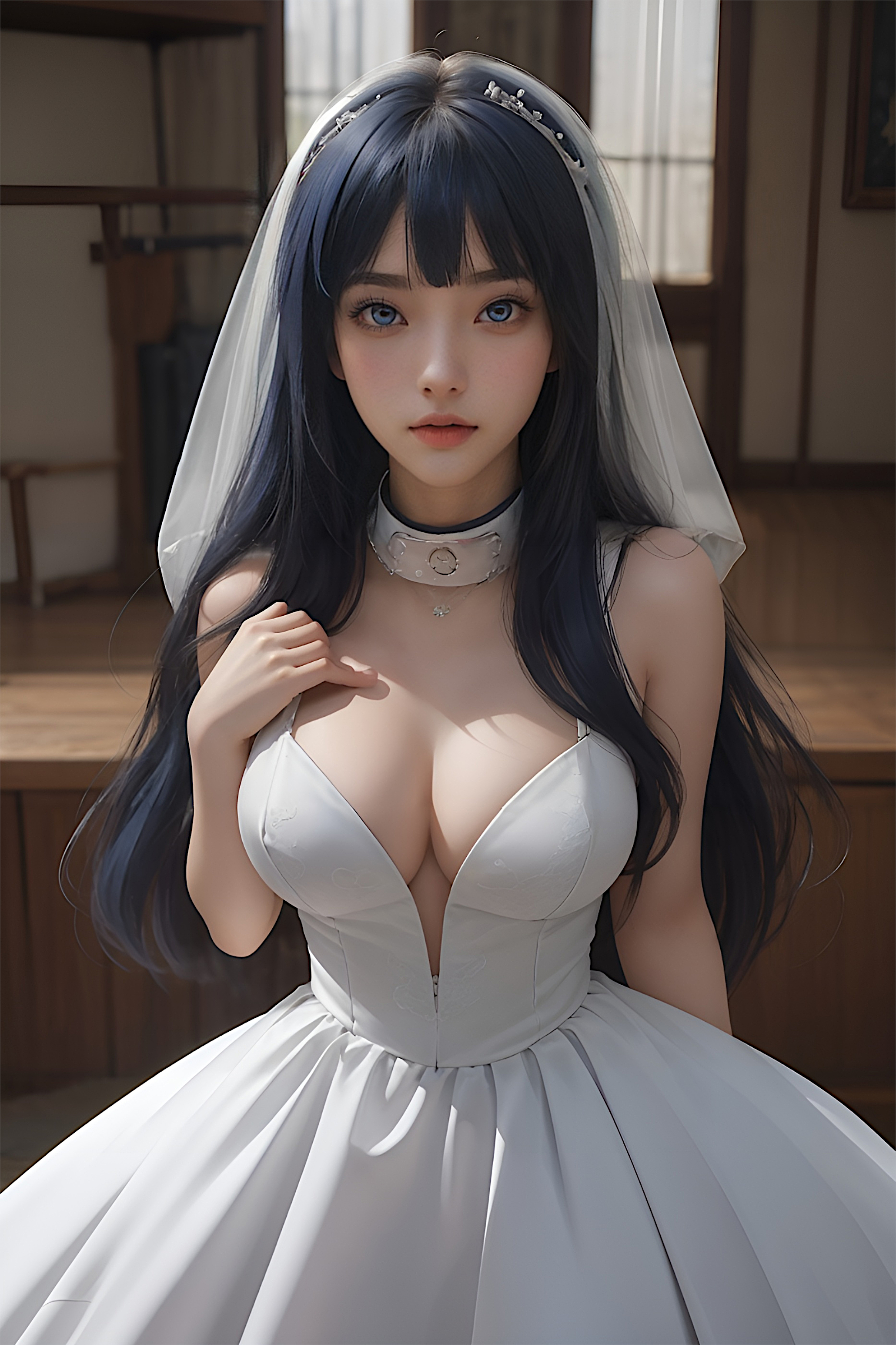 身着白色礼服的亚洲新娘图画
