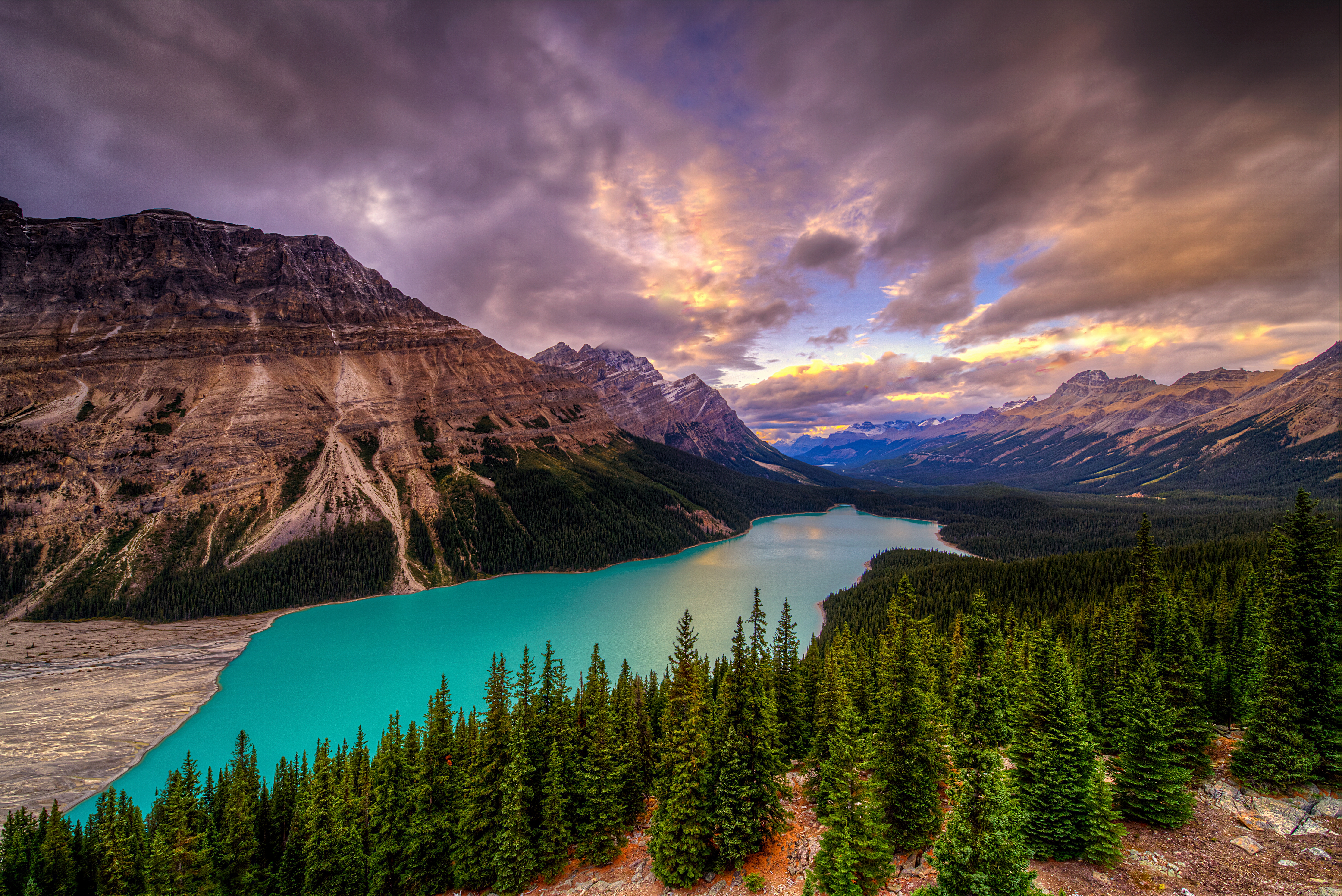 Wallpapers sunset Alberta lake on the desktop