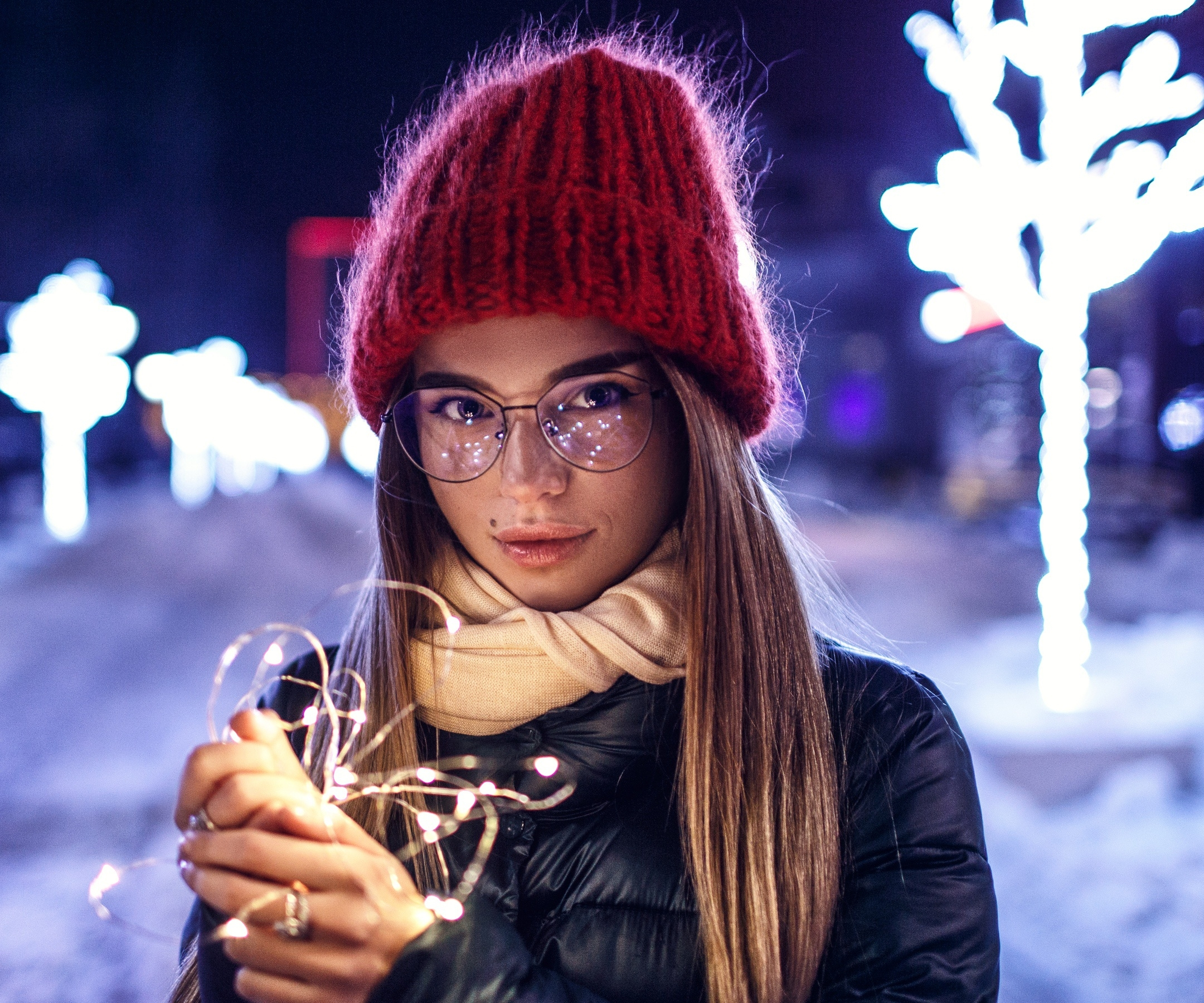 Wallpapers wallpaper winter model glasses on the desktop