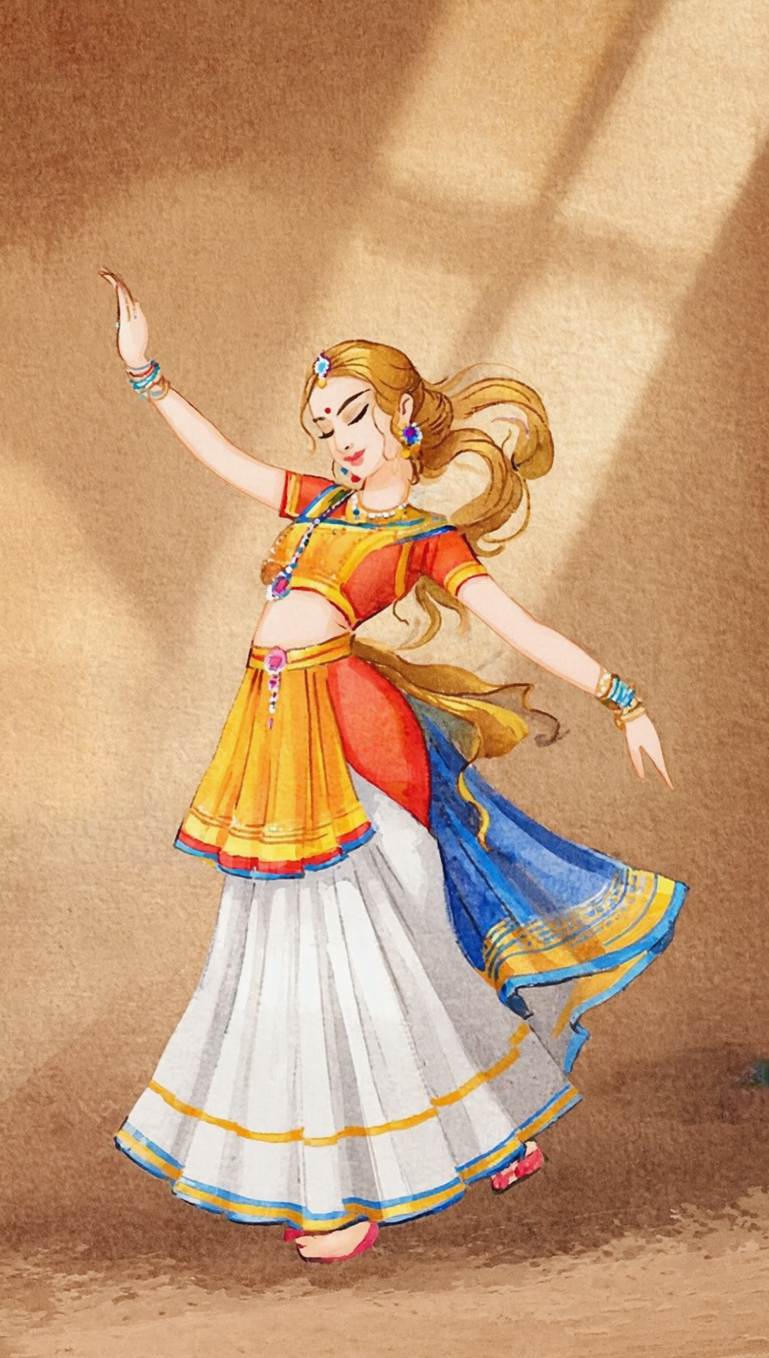 Бесплатное фото Танцующая стилизованная молодая женщина востока