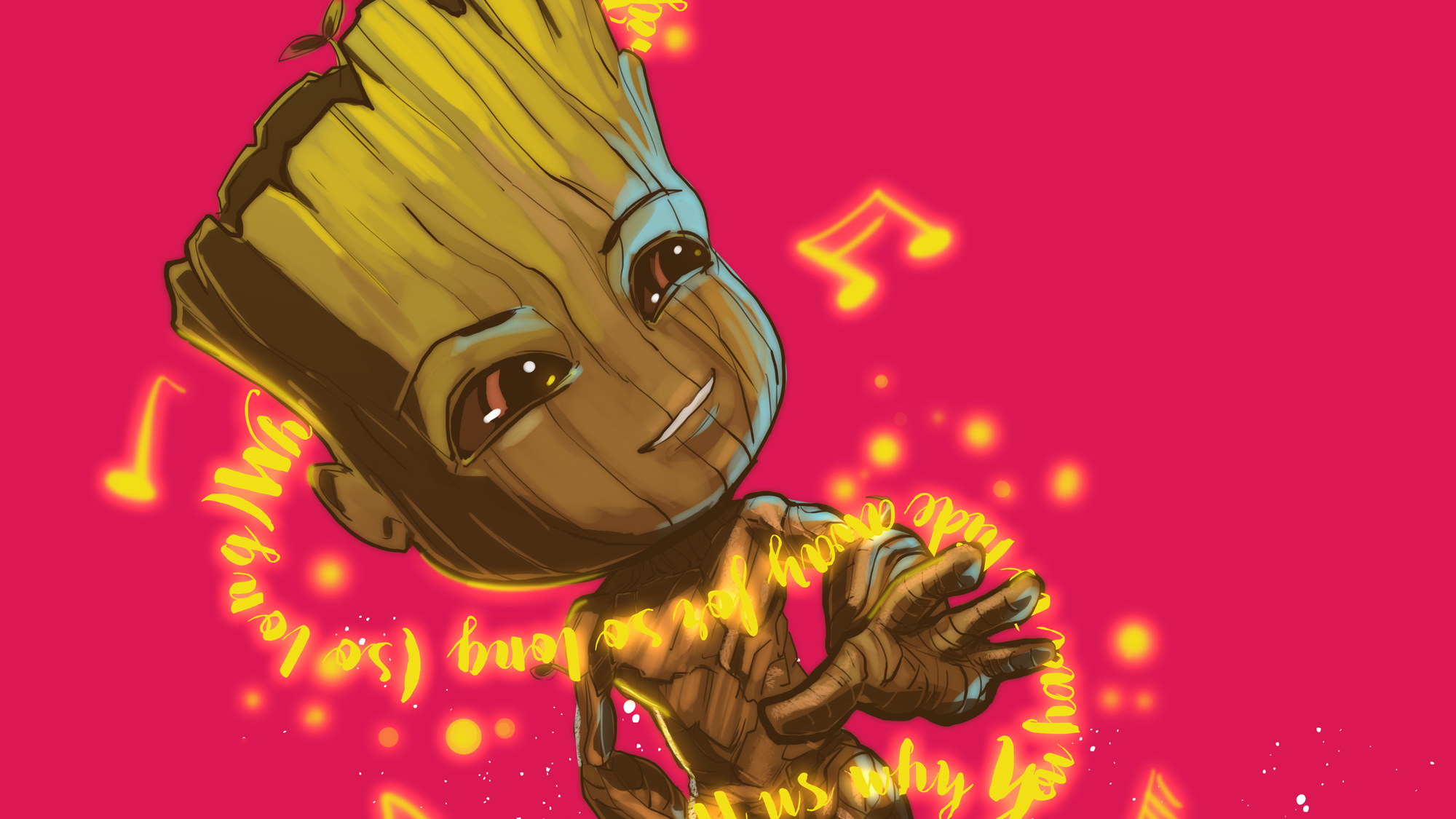 Wallpapers baby Groot work of art superheroes on the desktop