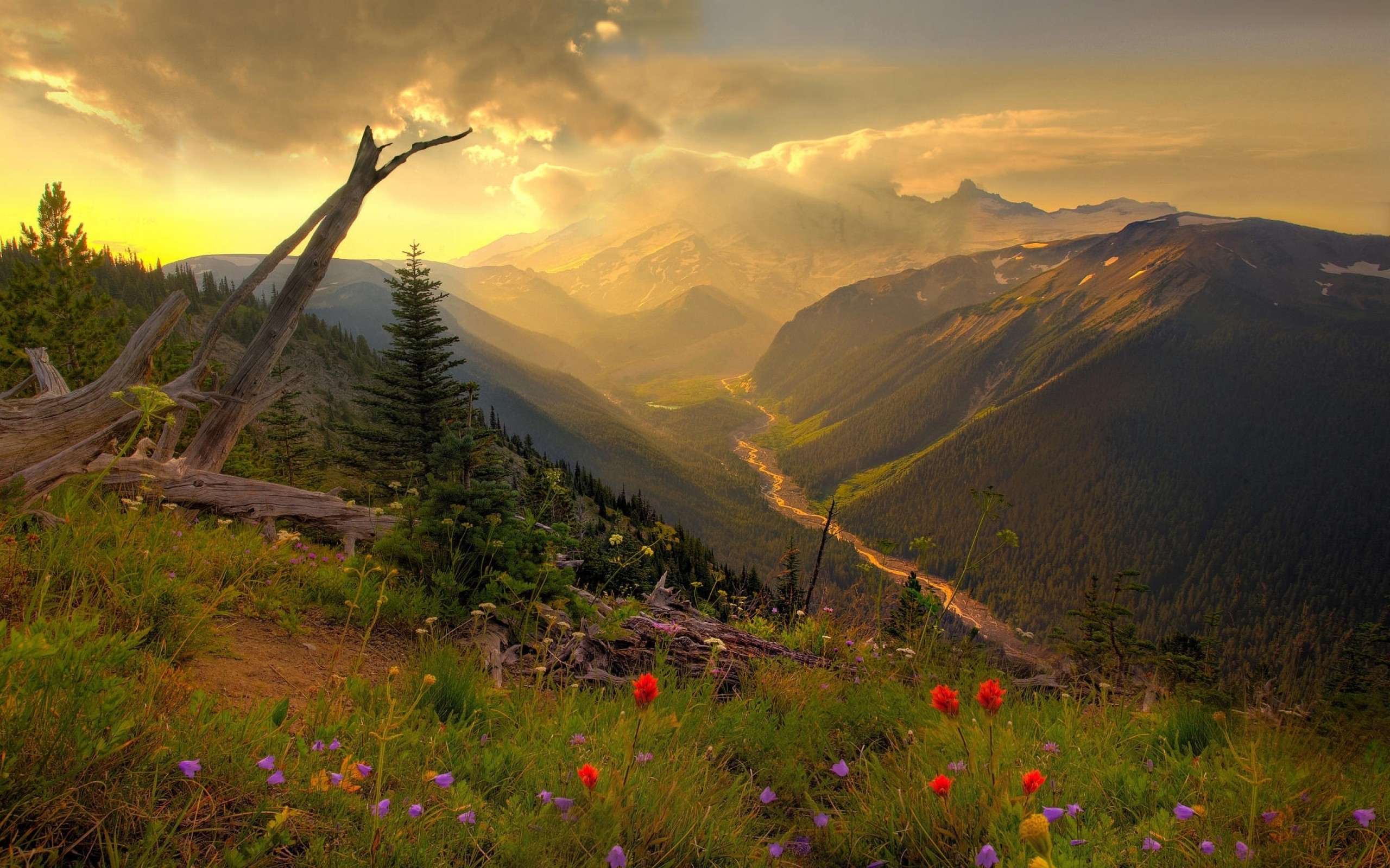 Обои вечер горный пейзаж компьютерные обои на рабочий стол