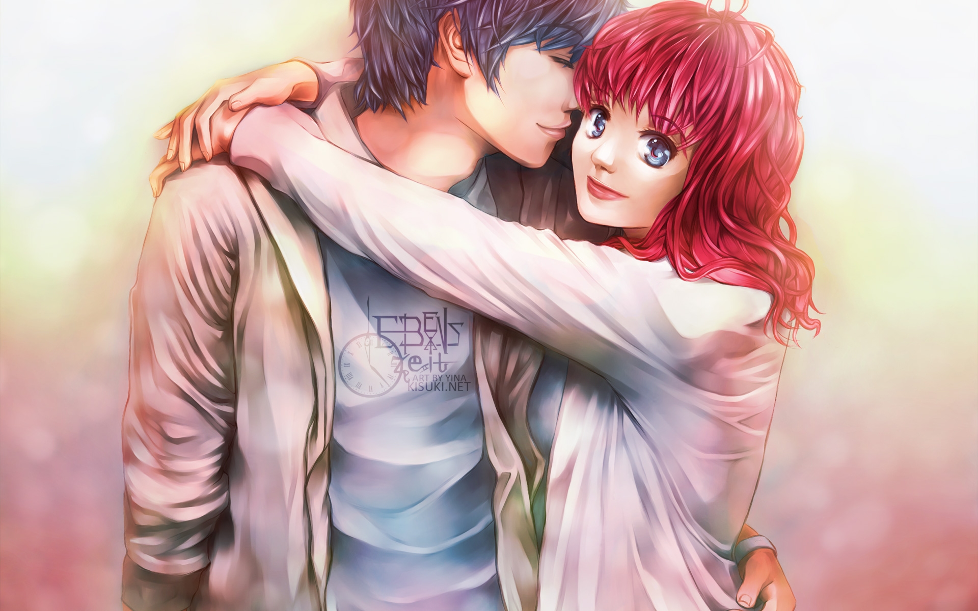 Wallpapers wallpaper anime couple romance translucent on the desktop