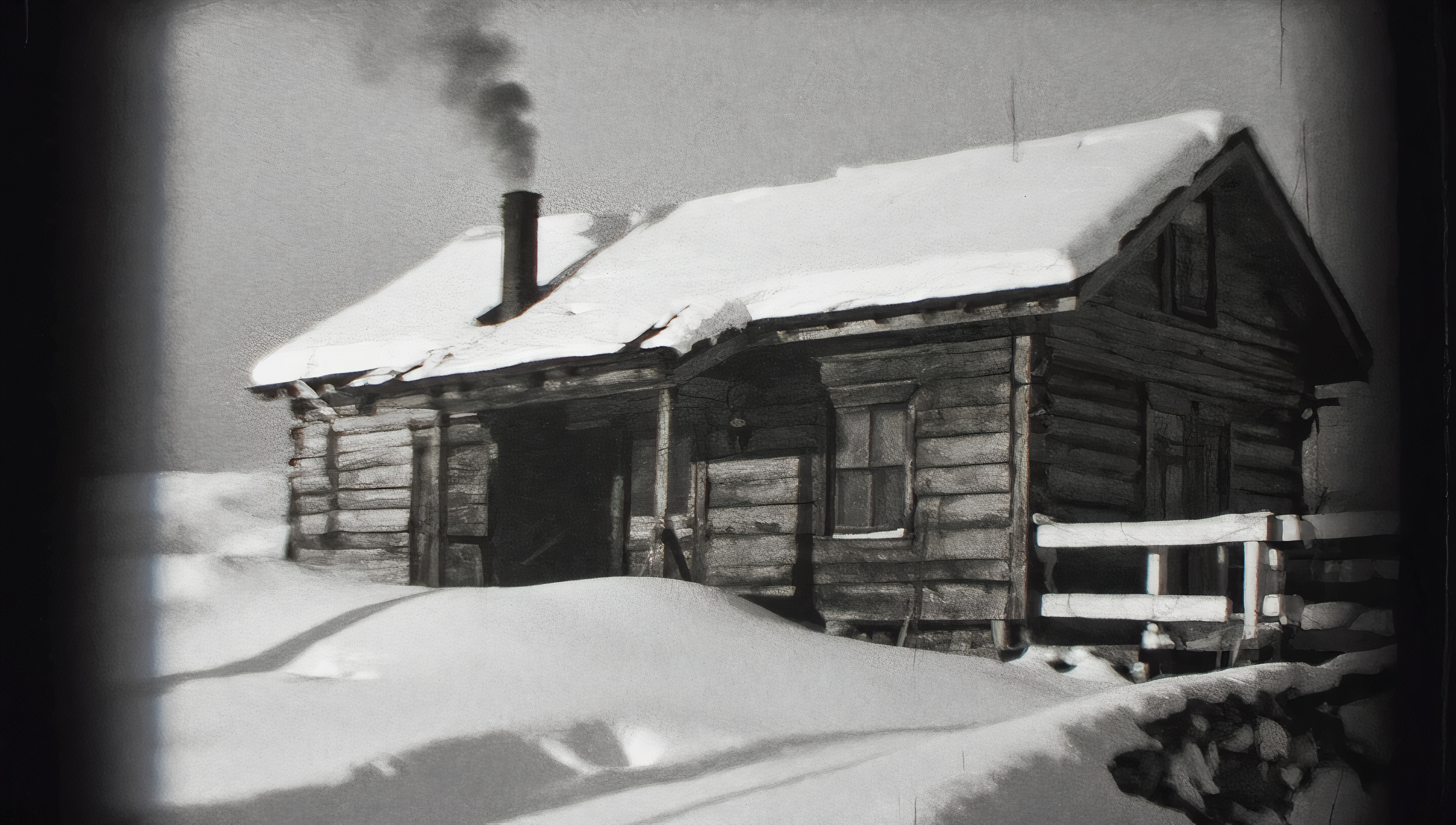 免费照片桌面壁纸，冬季雪景，黎明，小屋